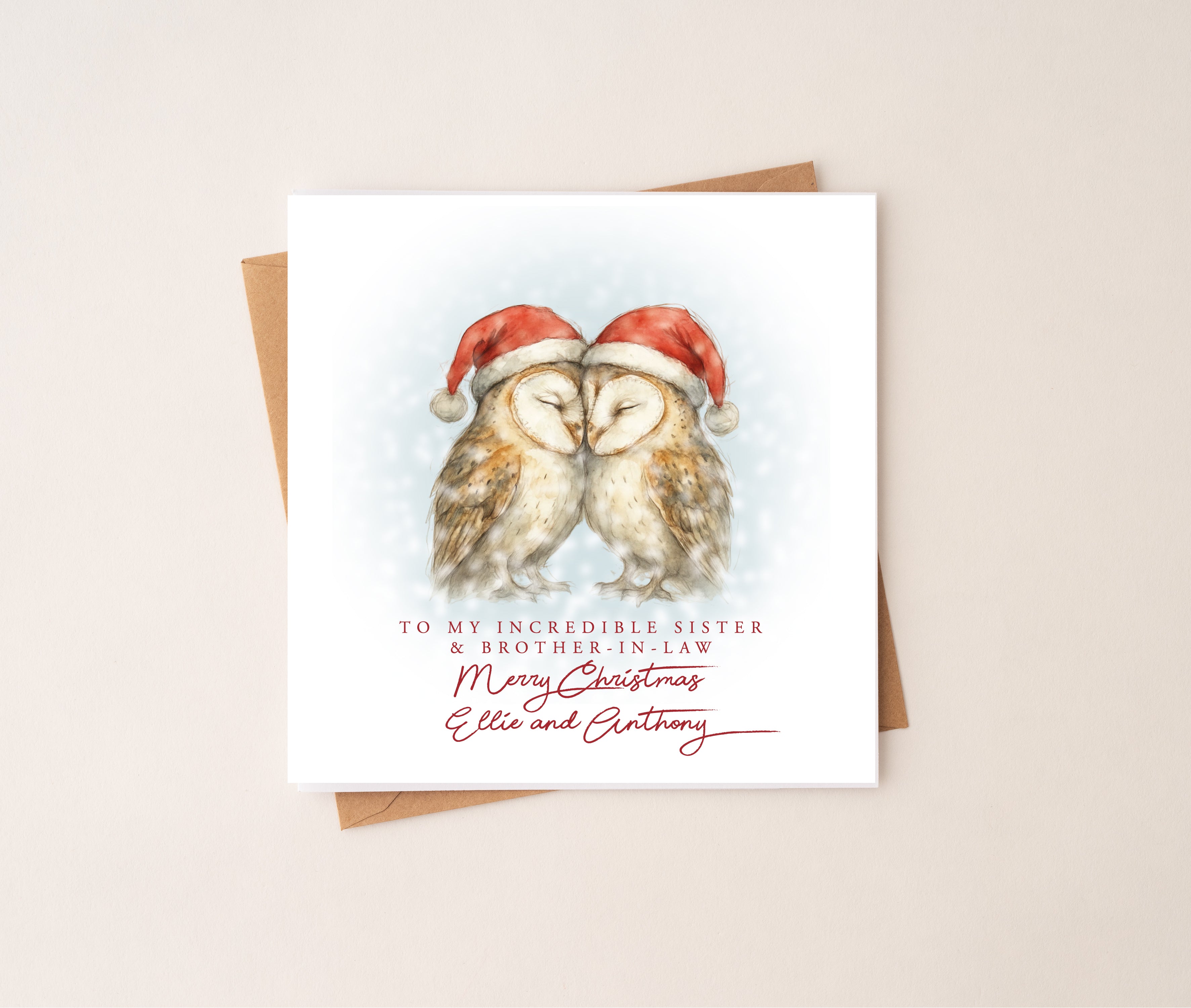 Barn Owl Couple Christmas Card