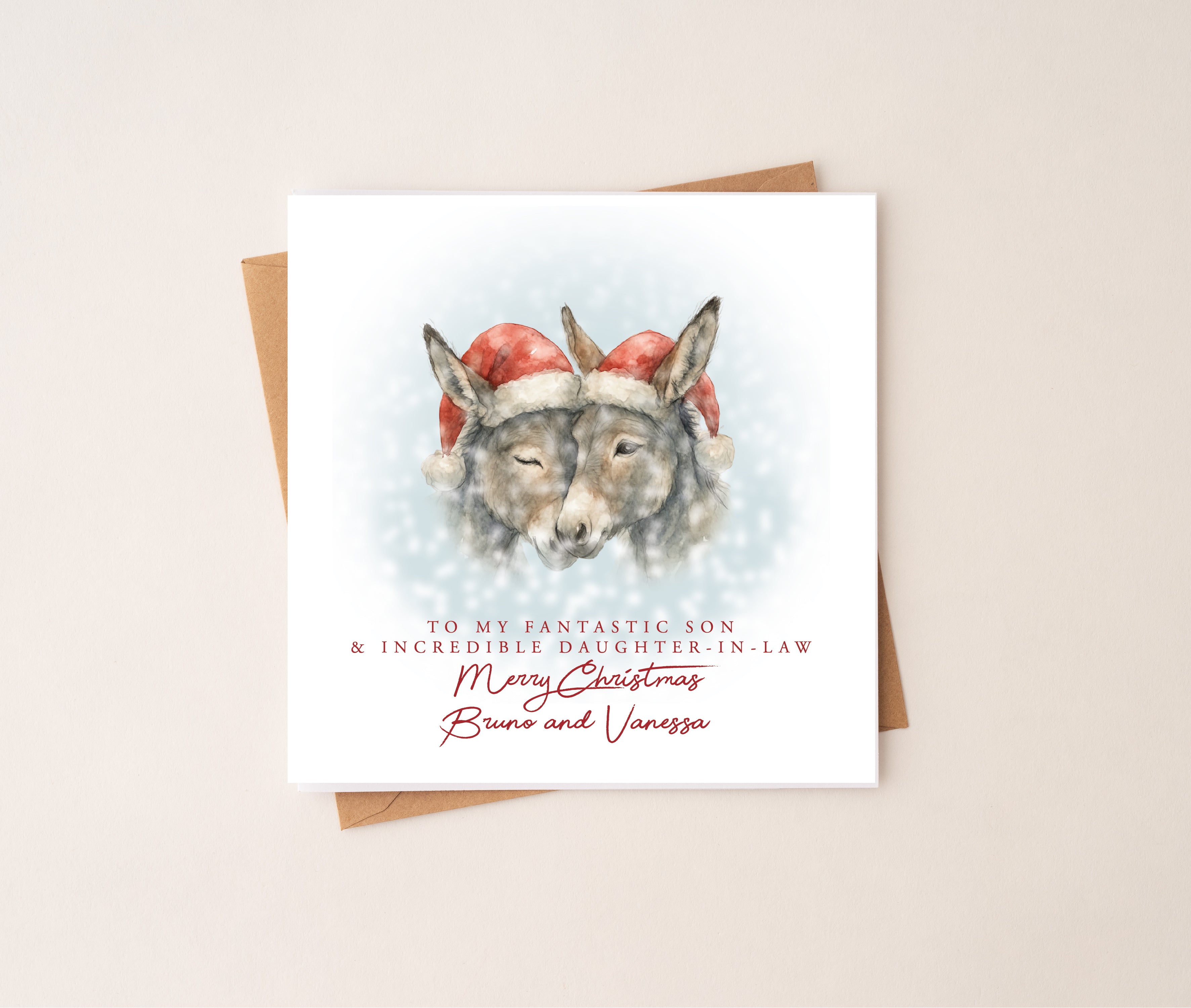 Donkey Couple Christmas Card