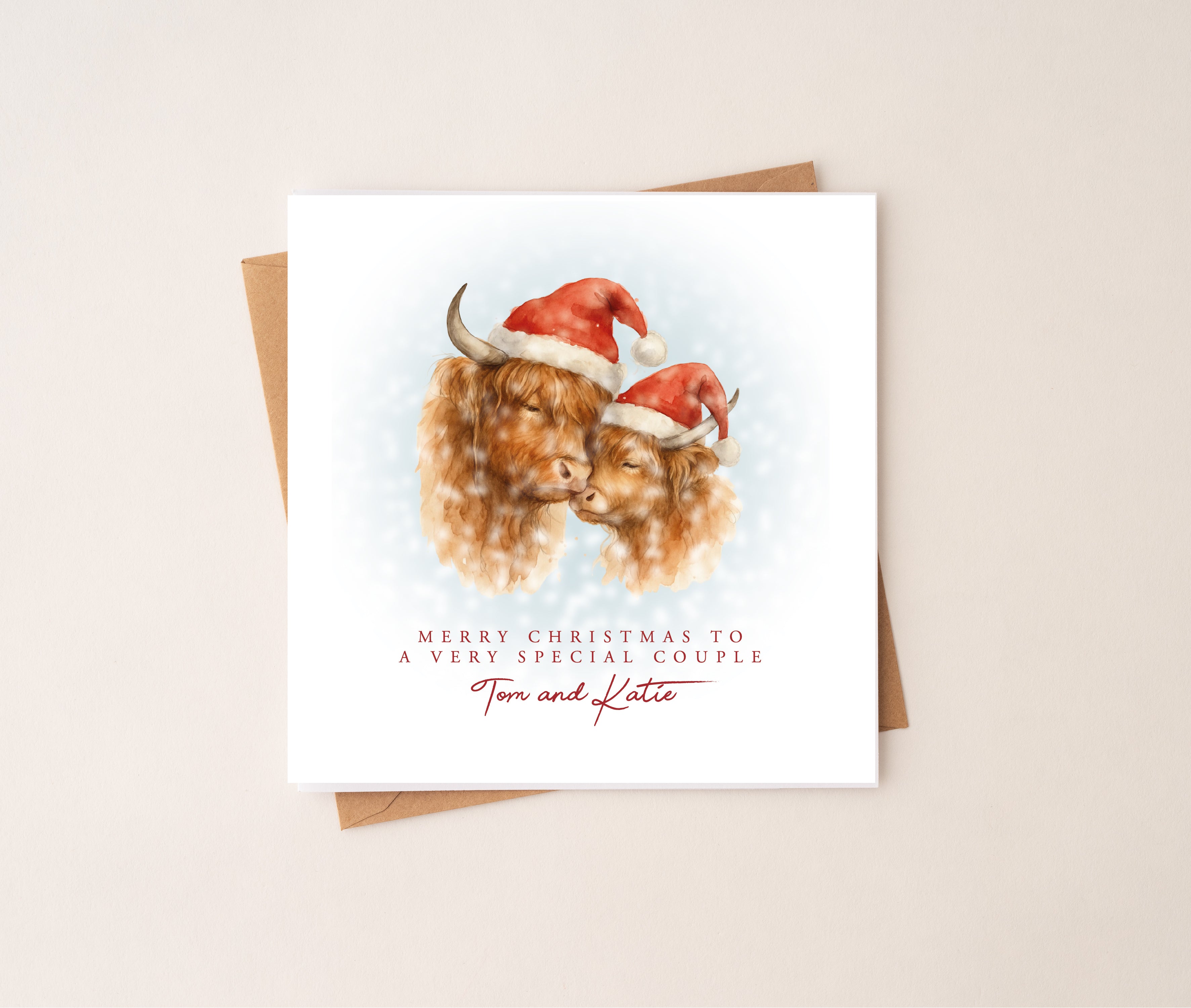 Highland Cow Couple Christmas Card