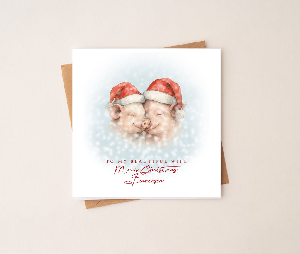 Pig Couple Christmas Card