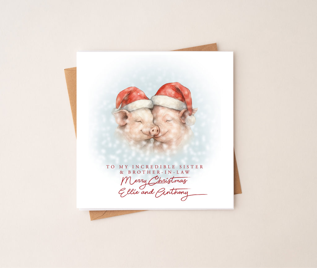 Pig Couple Christmas Card