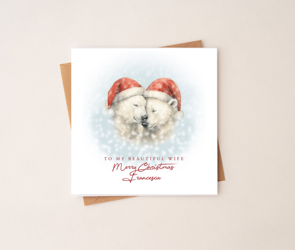 Polar Bear Couple Christmas Card