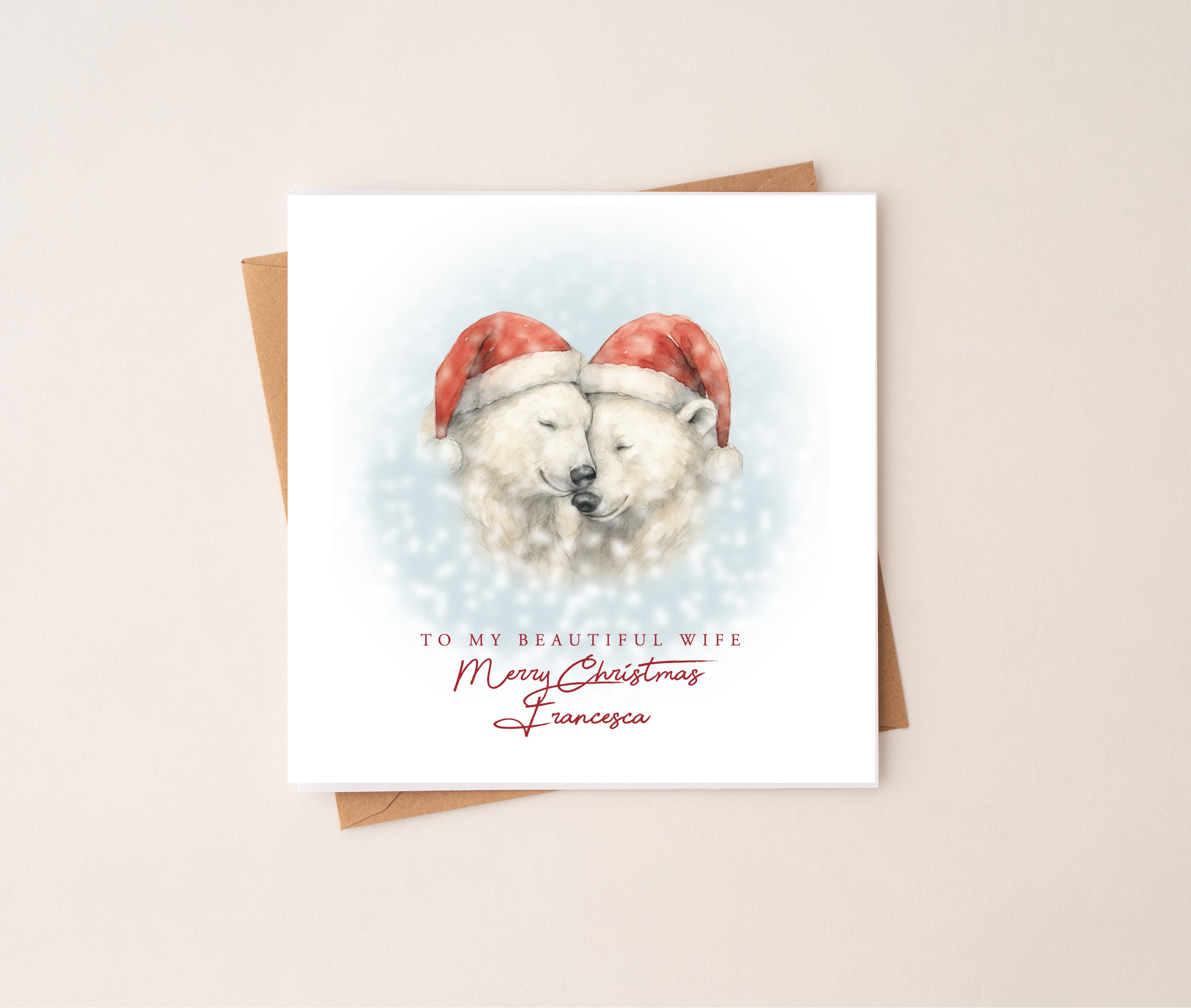 Polar Bear Couple Christmas Card
