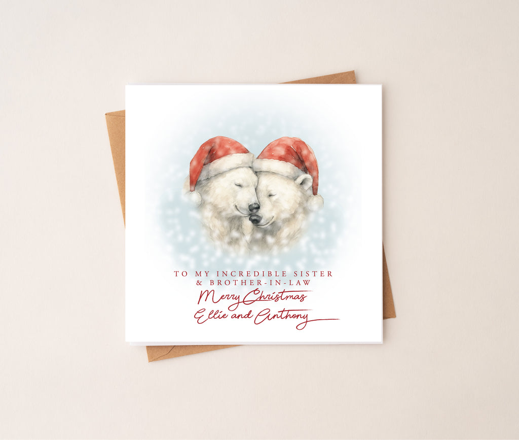 Polar Bear Couple Christmas Card