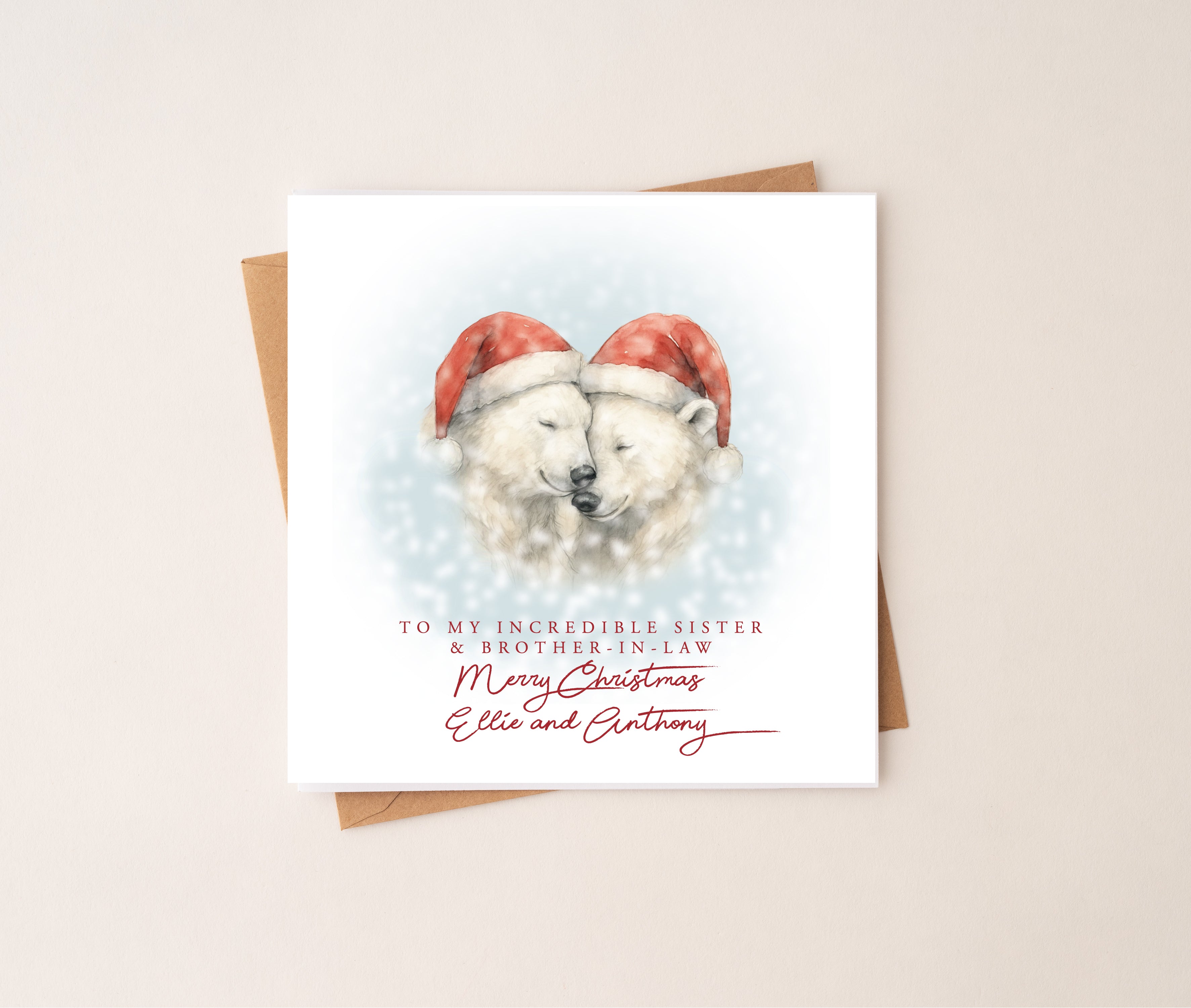 Polar Bear Couple Christmas Card