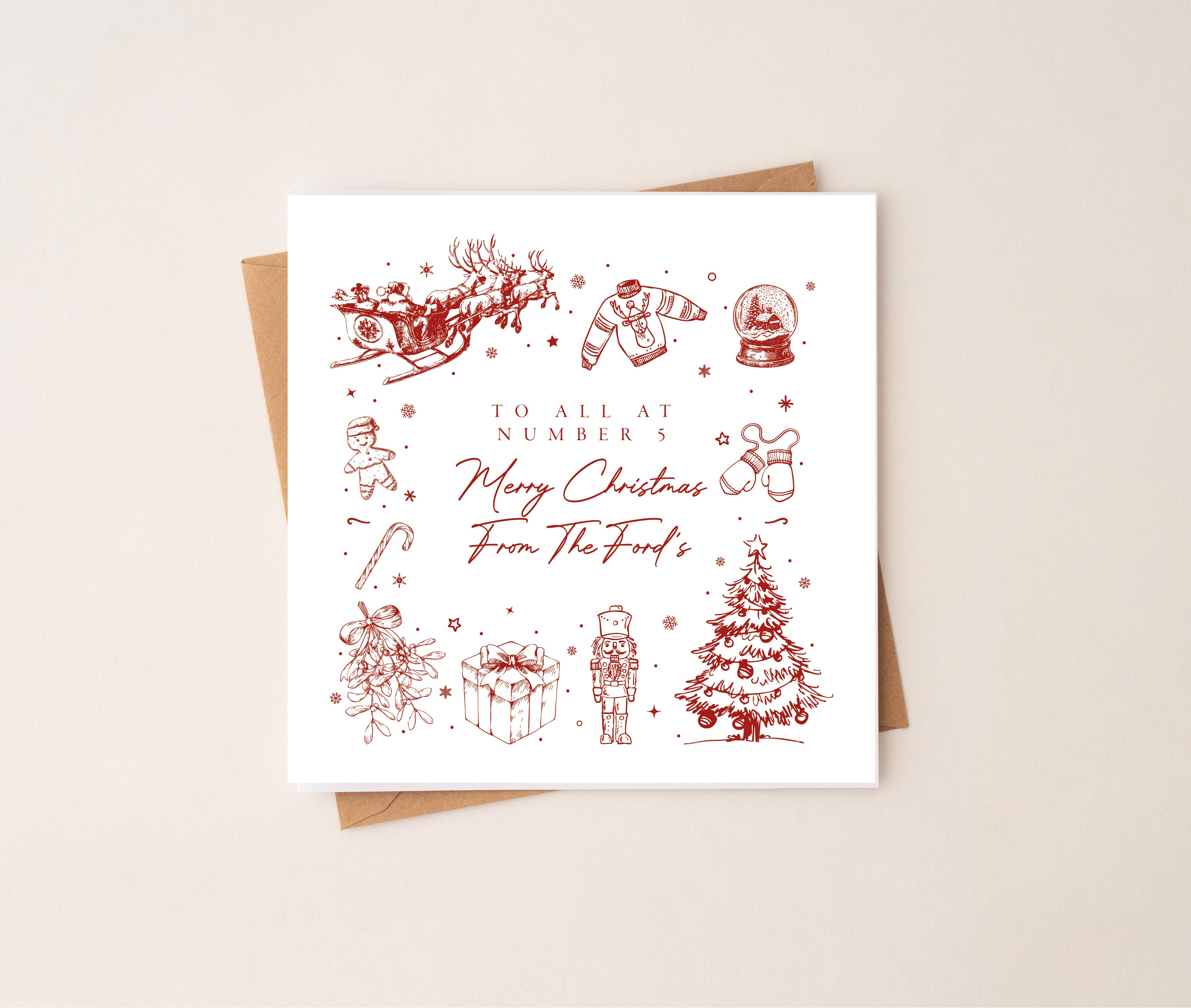 Illustrated Christmas Card | Hand-Sketched Santa & Reindeer