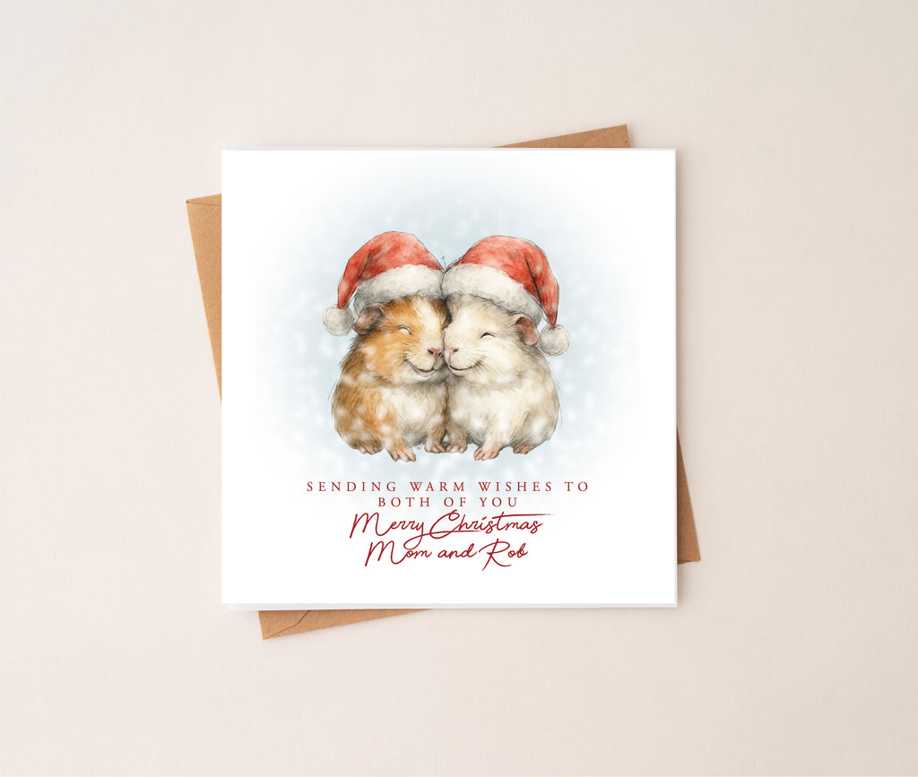 Smiling Guinea Pig Couple Christmas Card