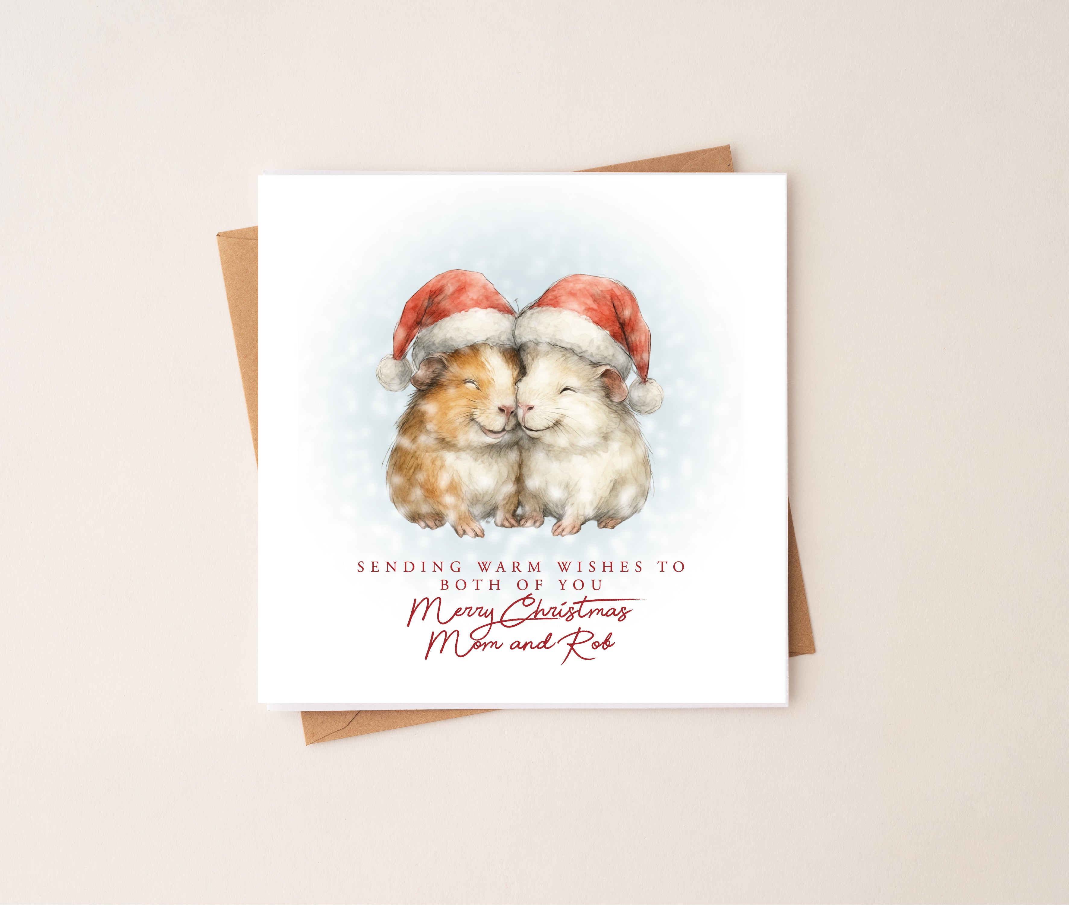 Smiling Guinea Pig Couple Christmas Card