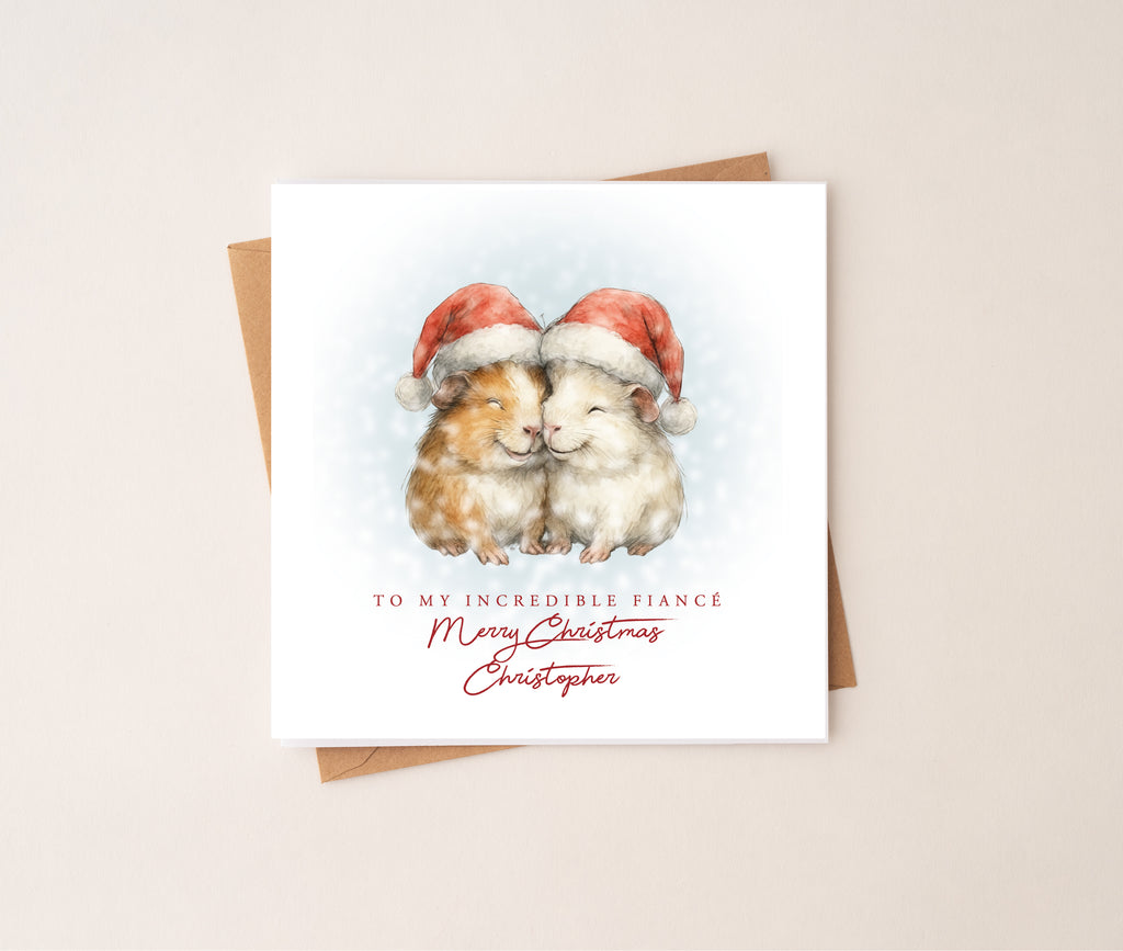 Smiling Guinea Pig Couple Christmas Card