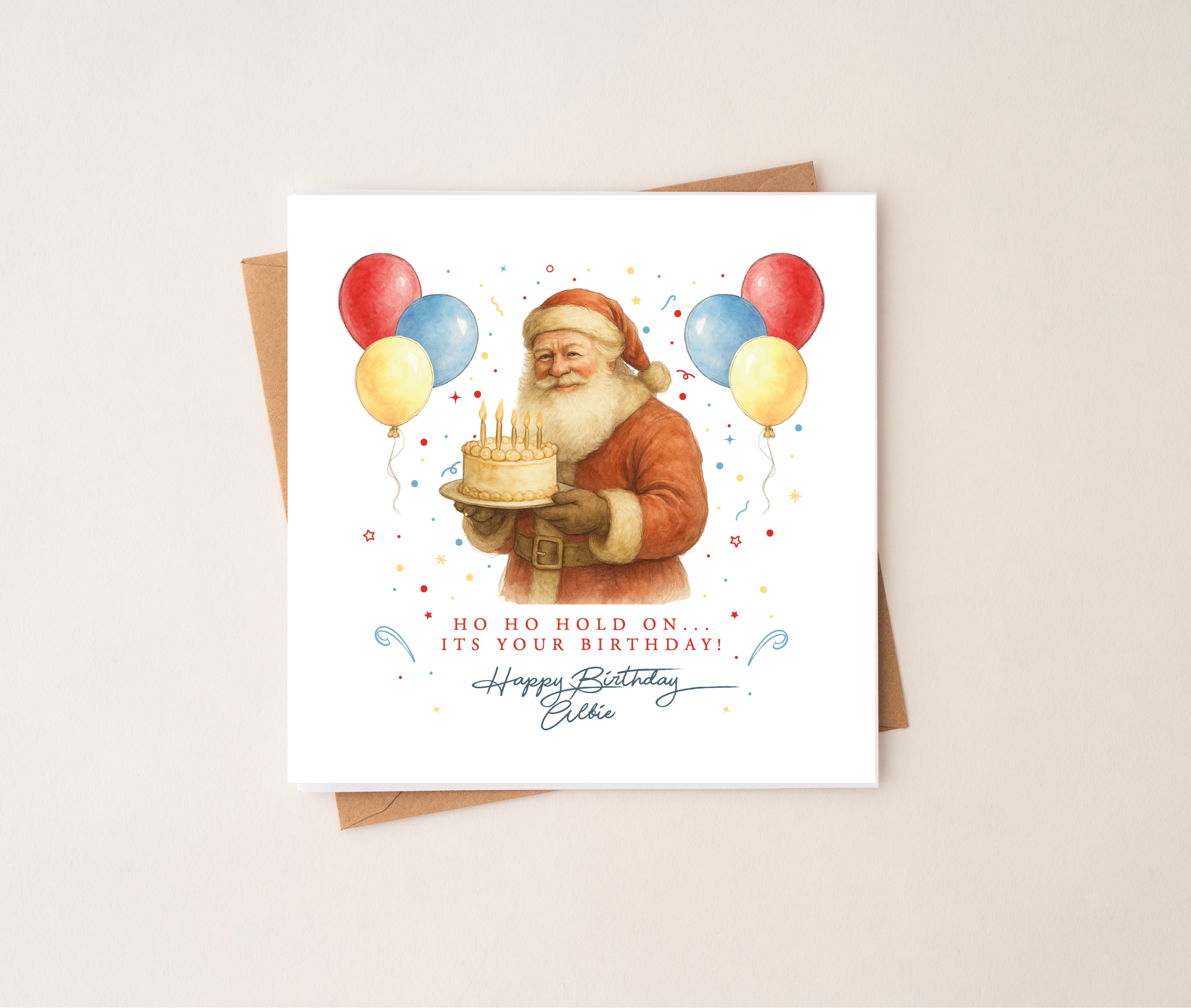 Personalised Santa December Birthday Card