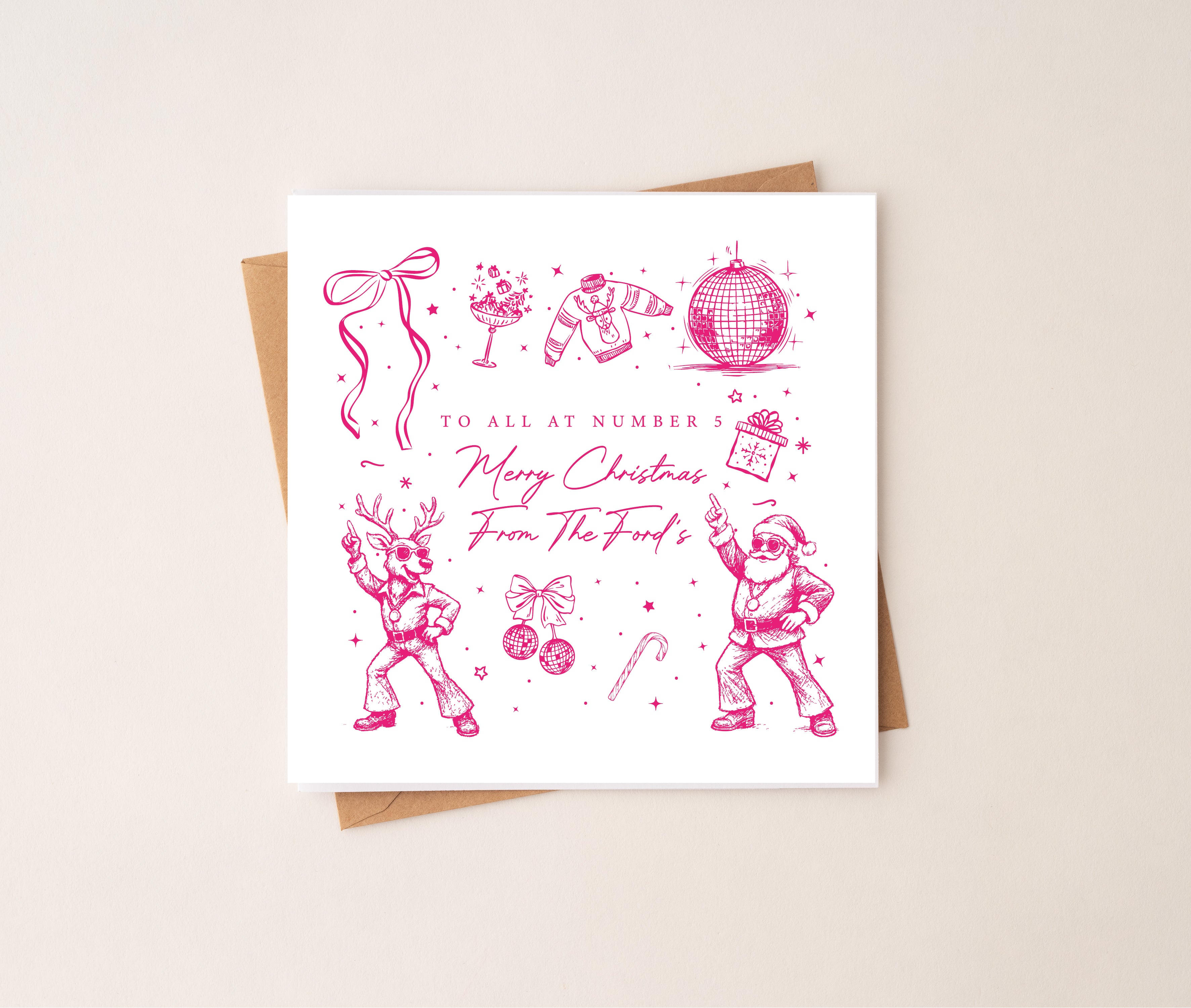 Disco Christmas Card | Hand-Sketched Retro Holiday Card