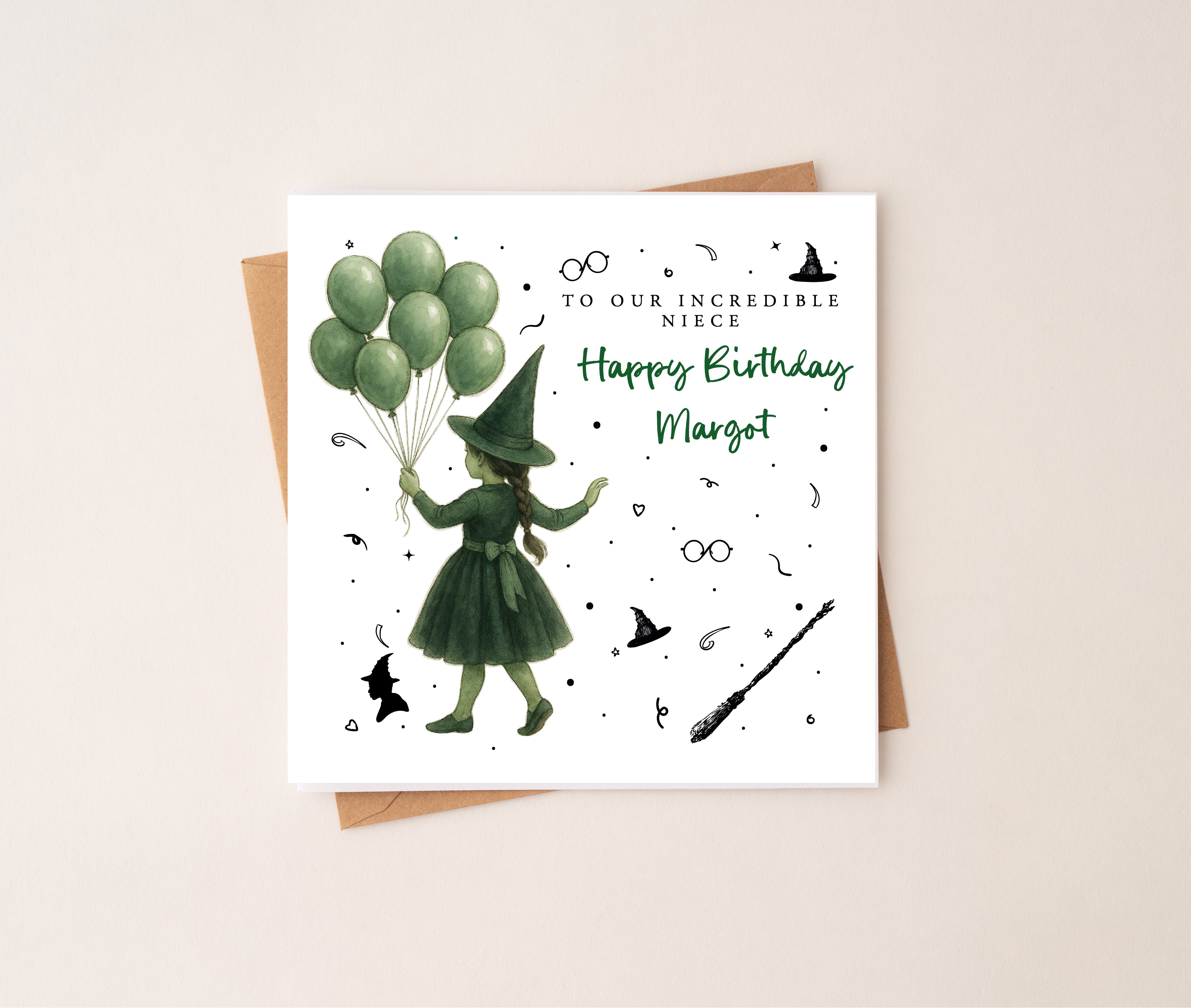 Personalised Elphaba Themed Birthday Card