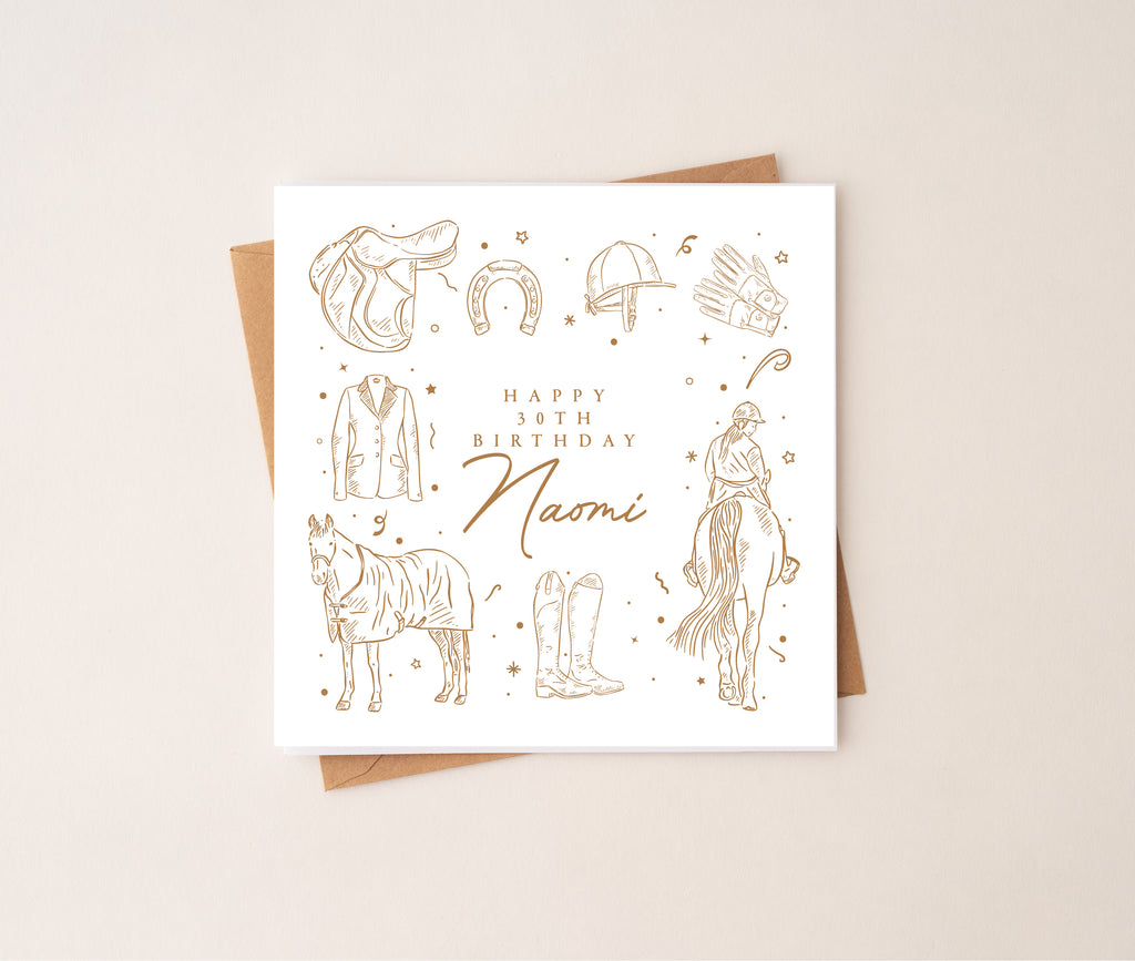 Elegant Horse Riding Card - Hand Drawn Equestrian Illustration