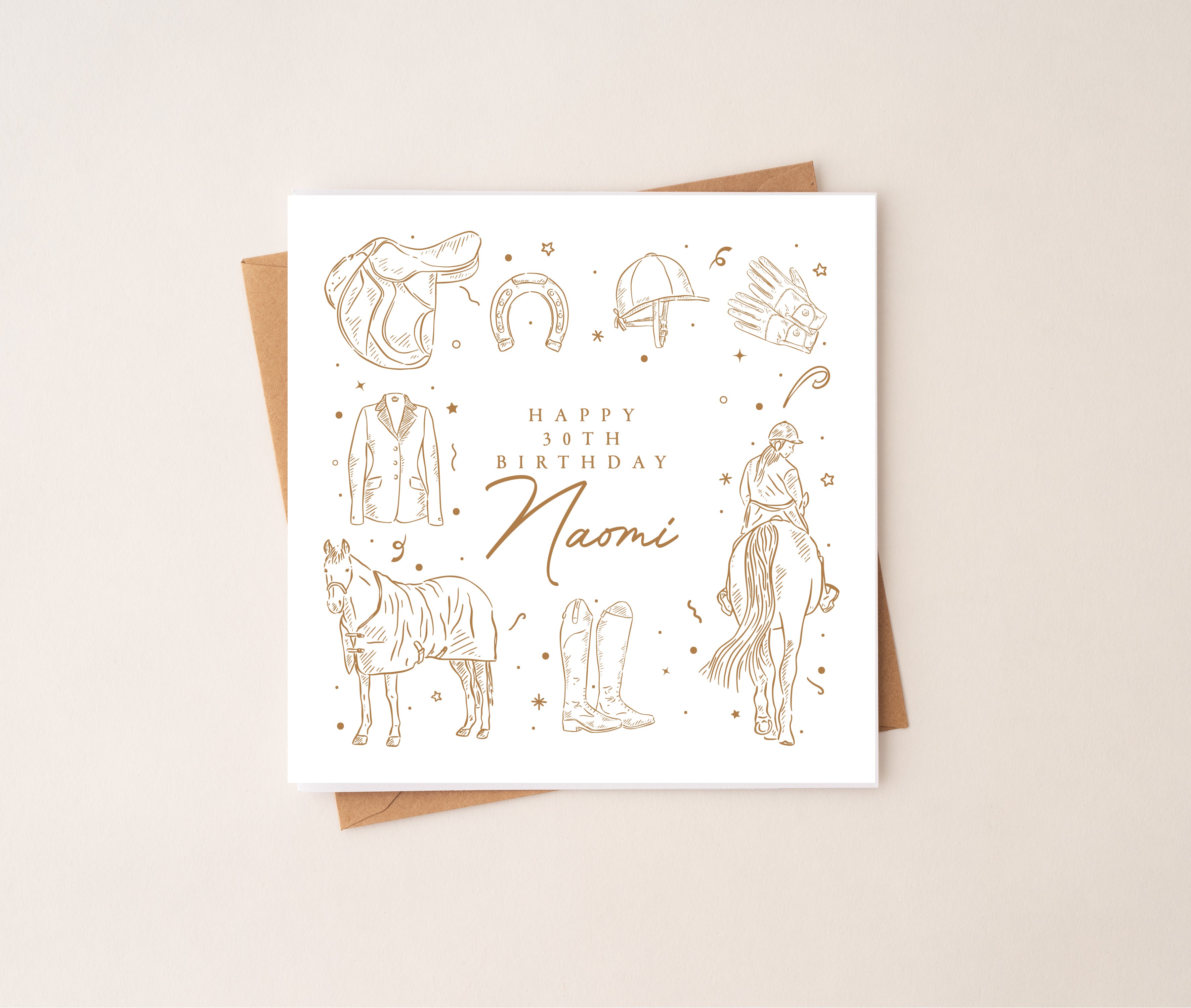 Elegant Horse Riding Card - Hand Drawn Equestrian Illustration