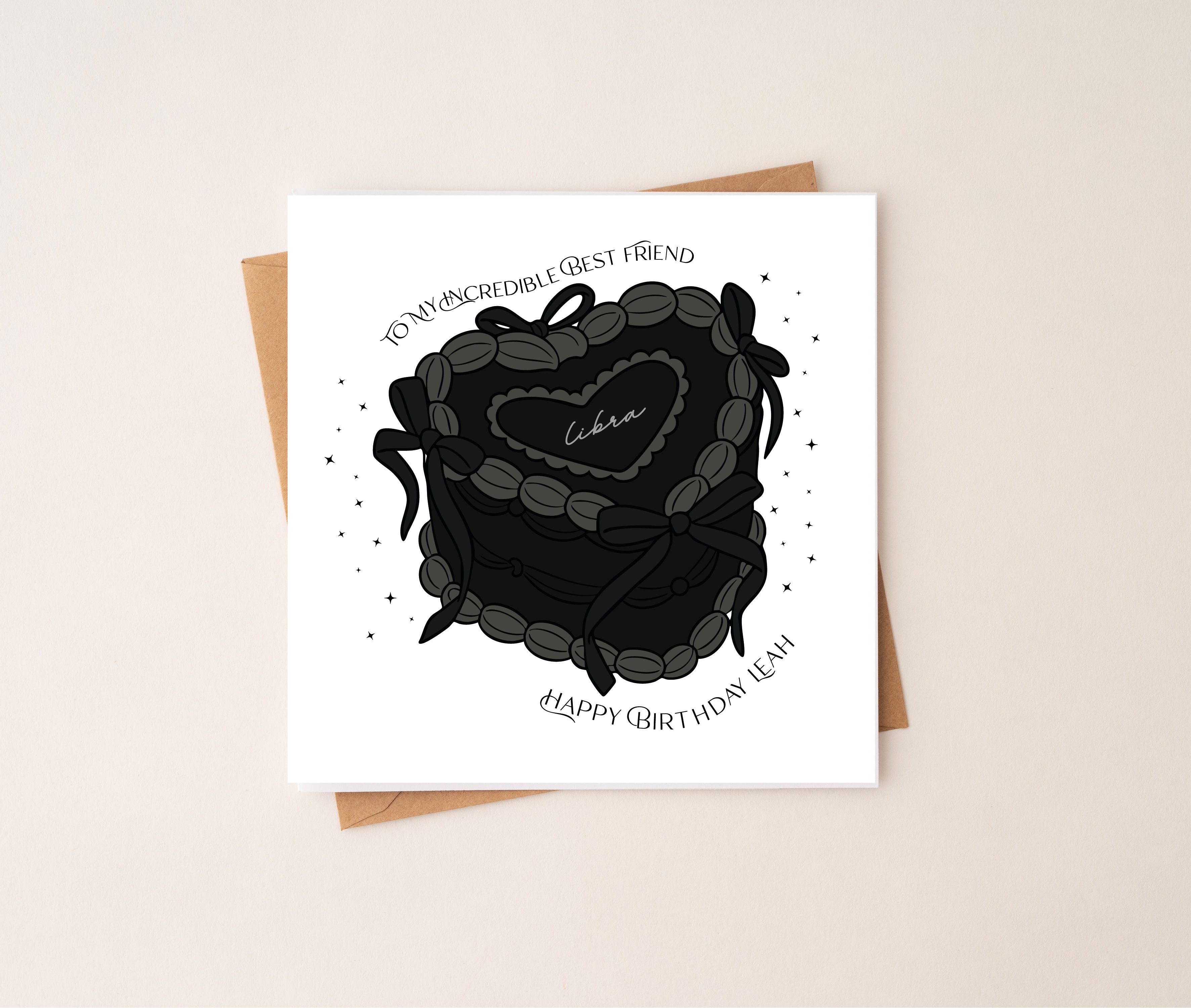 Personalised Zodiac Vintage Heart Cake Birthday Card