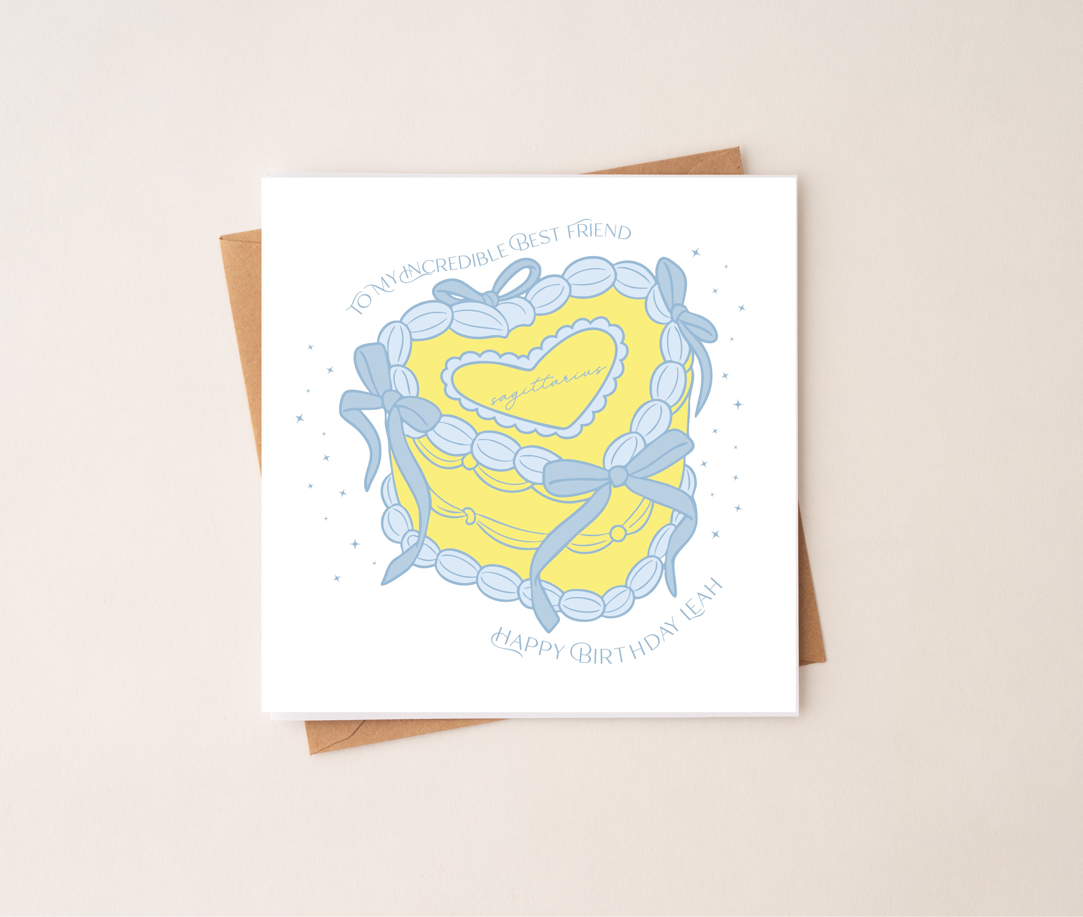 Personalised Zodiac Vintage Heart Cake Birthday Card