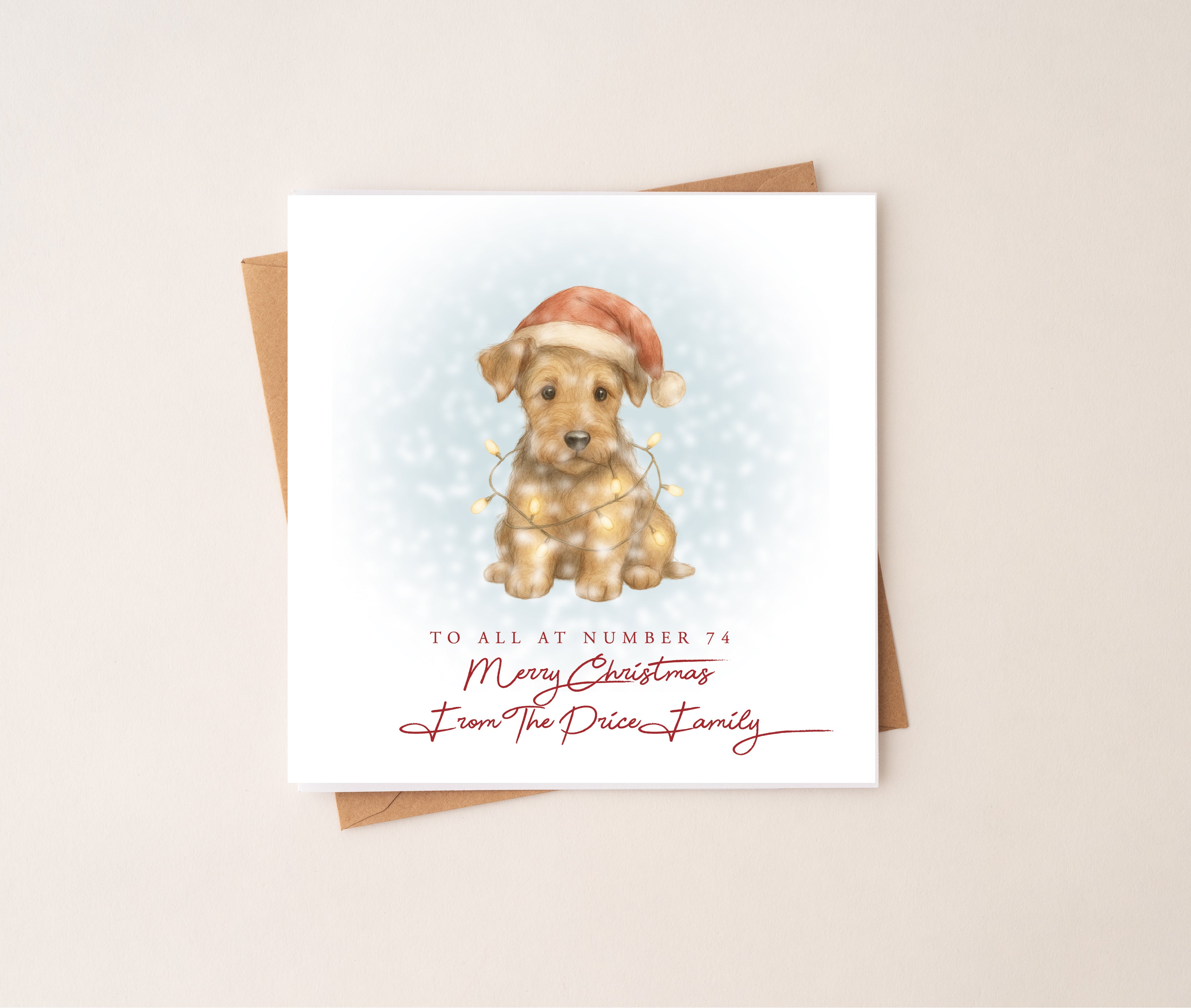 Personalised Airedale Terrier Puppy Dog Christmas Card