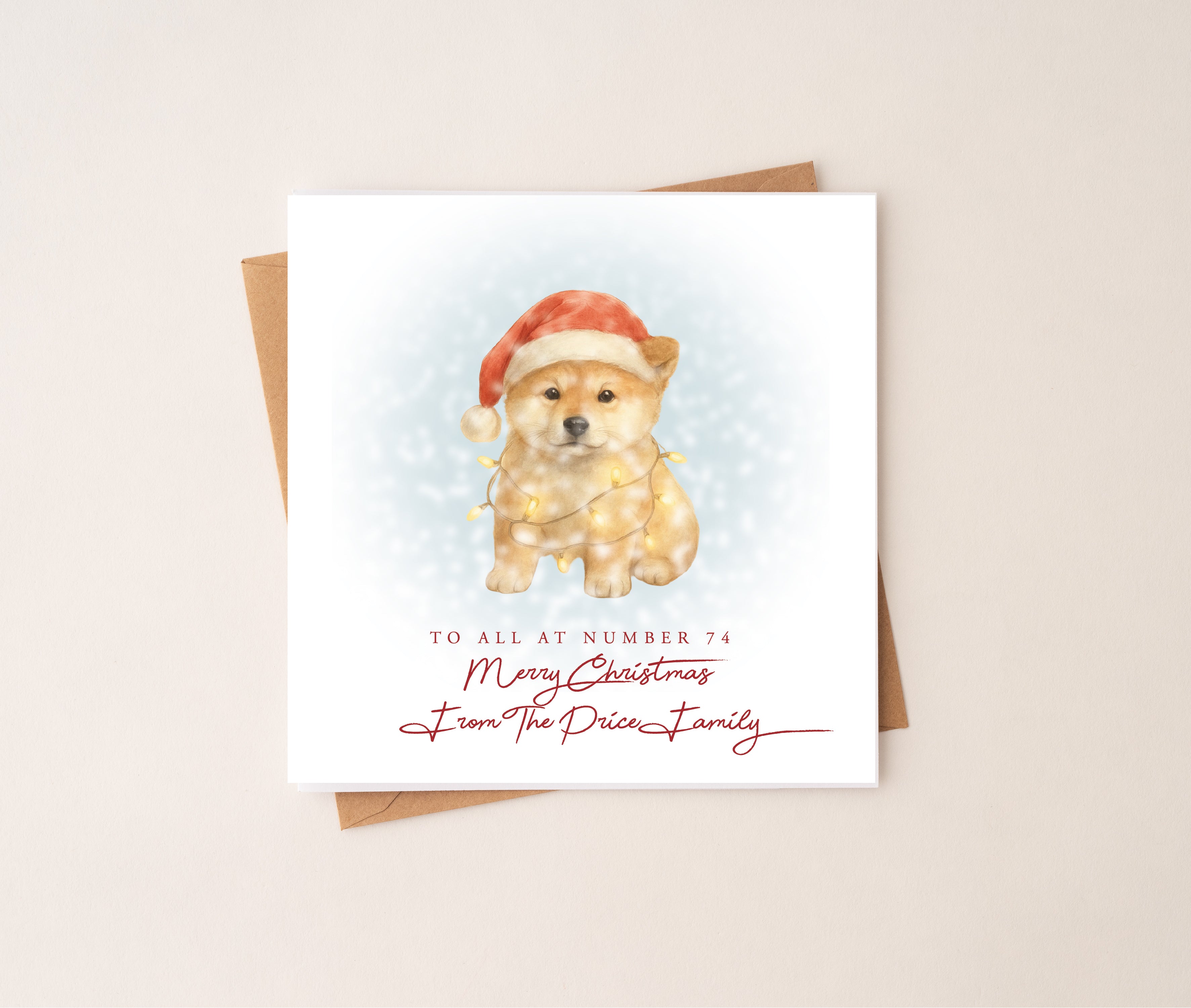 Personalised Akita Puppy Dog Christmas Card