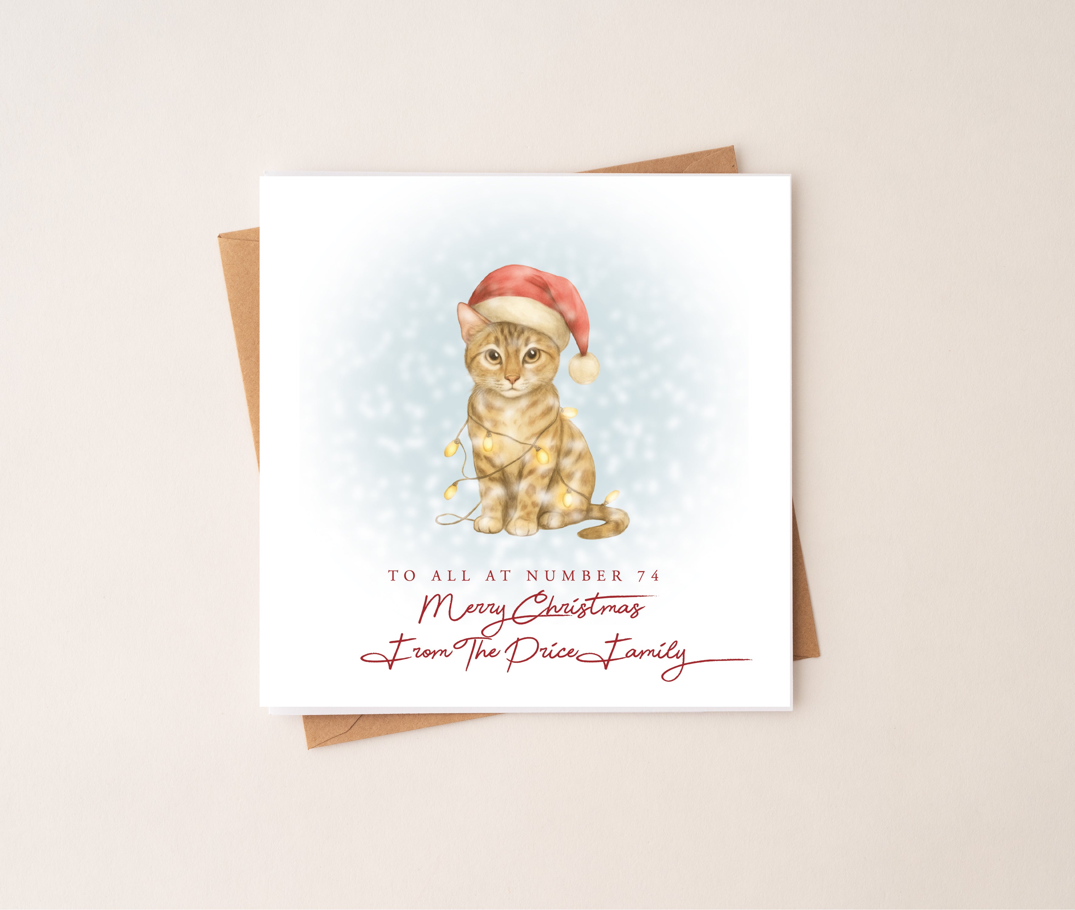 Personalised Bengal Cat Christmas Card