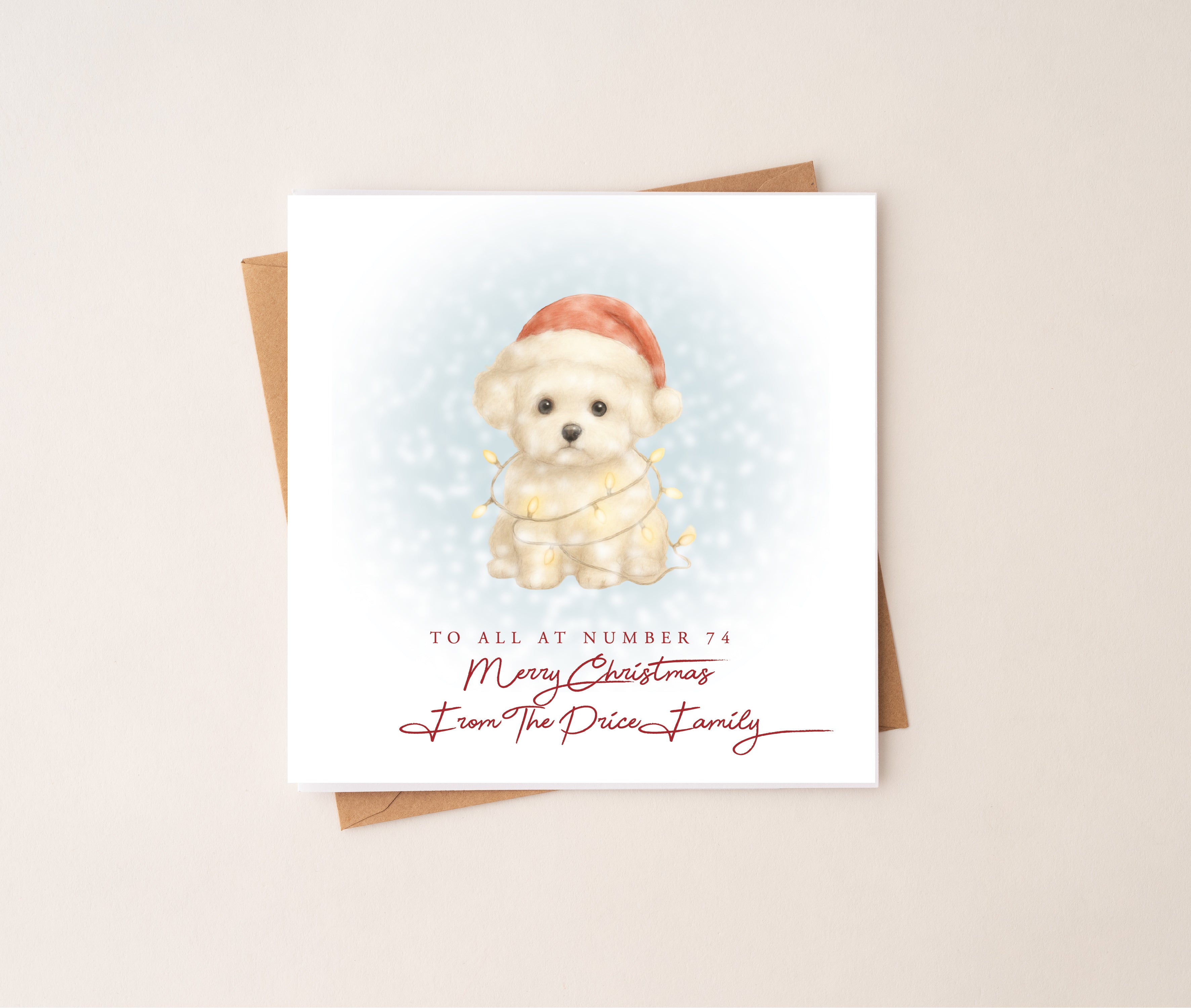 Personalised Bichon Frise Puppy Dog Christmas Card