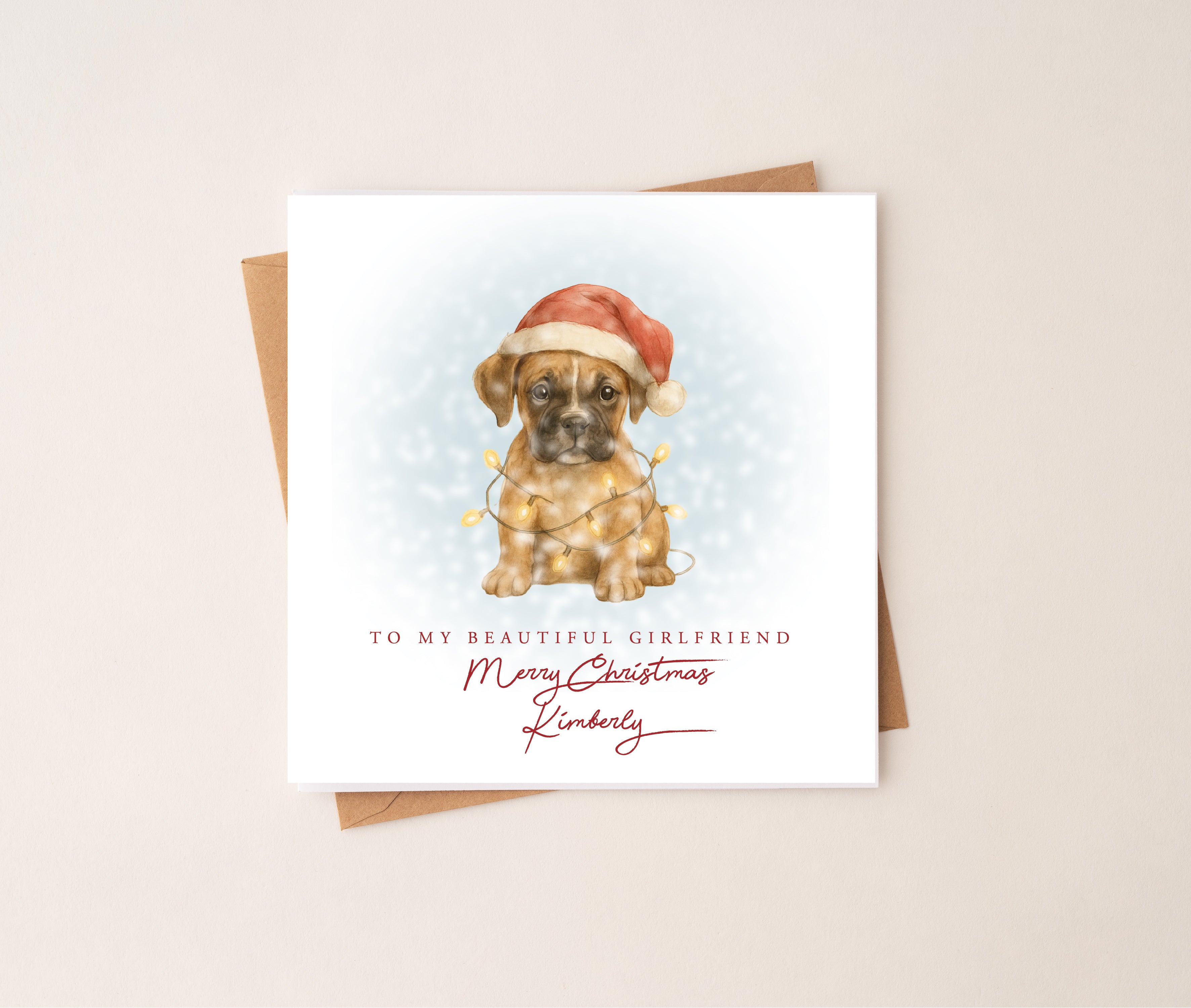 Personalised Boxer Puppy Dog Christmas Card