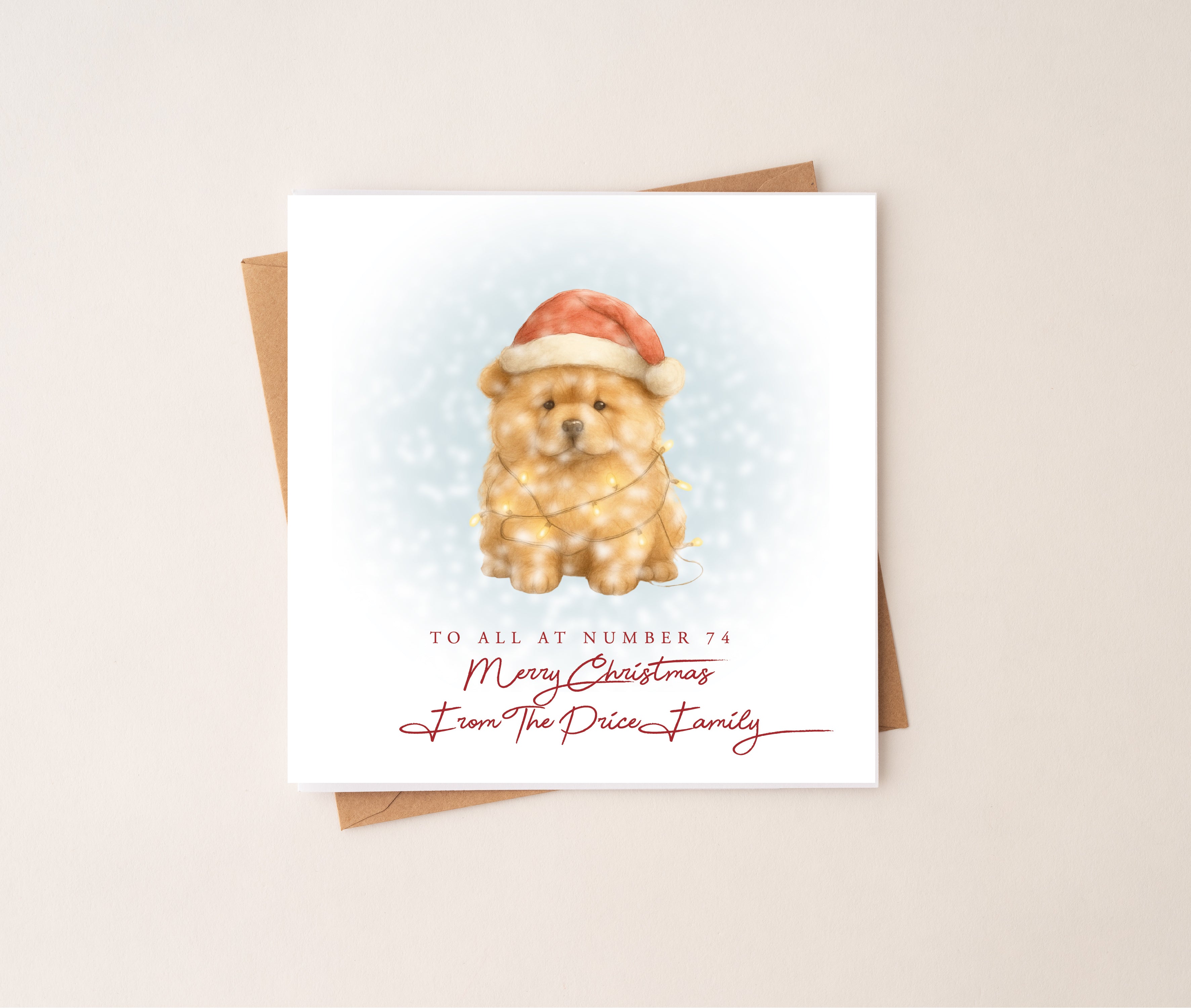 Personalised Chow Chow Puppy Dog Christmas Card