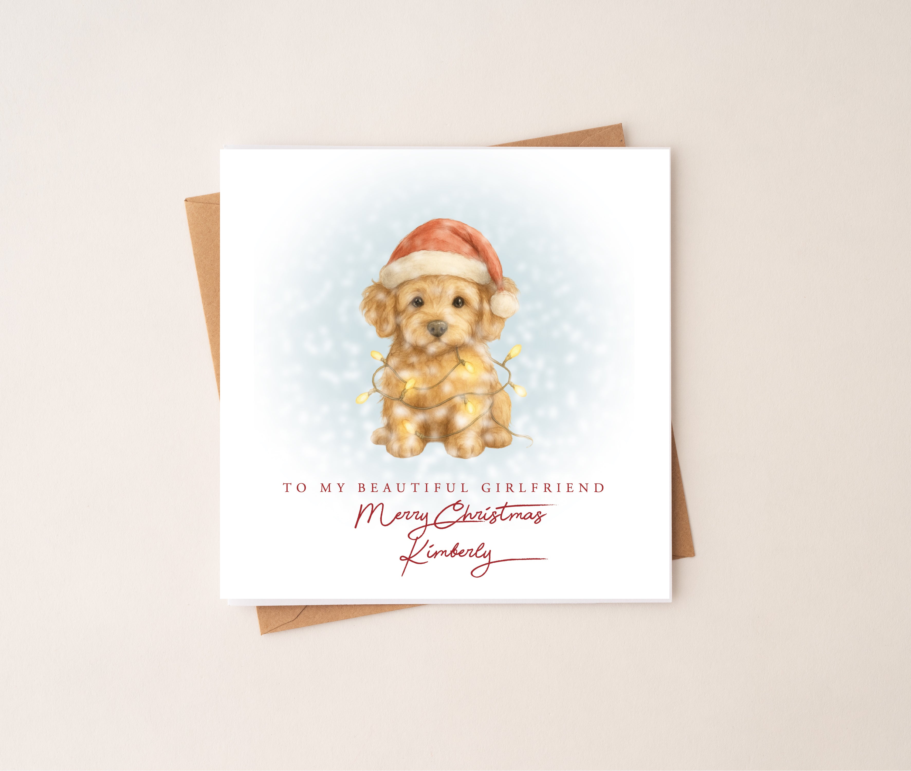 Personalised Cockapoo Puppy Dog Christmas Card