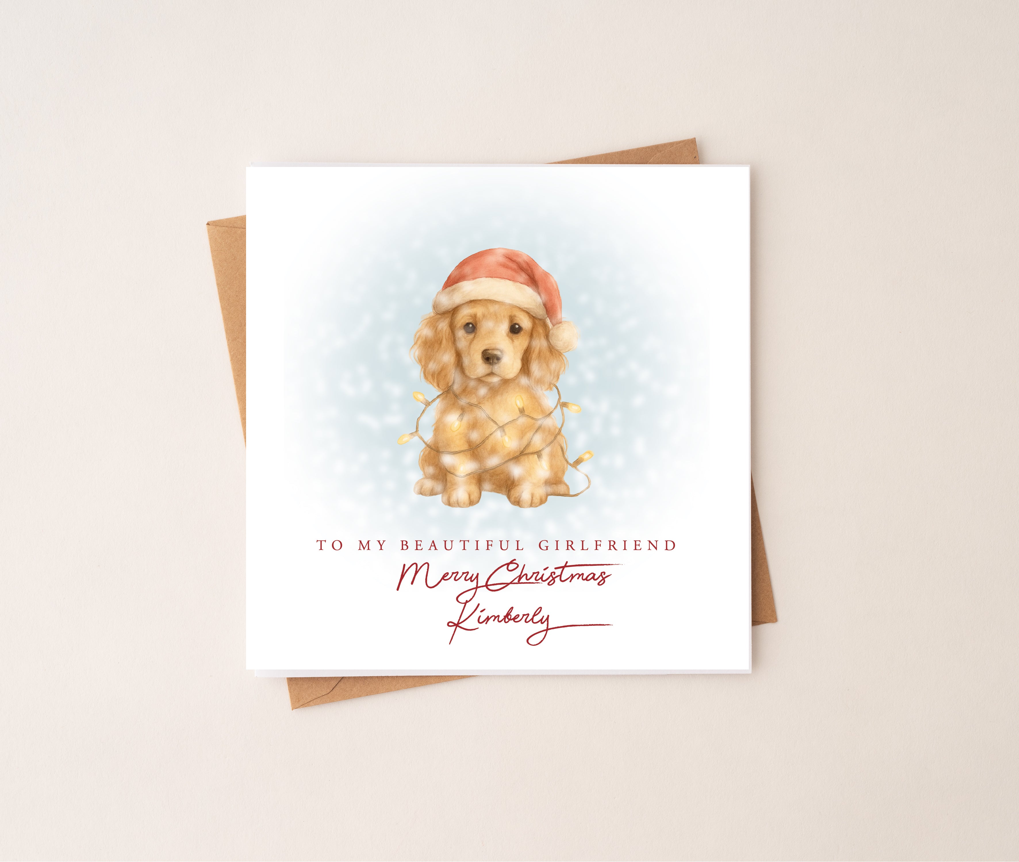 Personalised Cocker Spaniel Puppy Dog Christmas Card