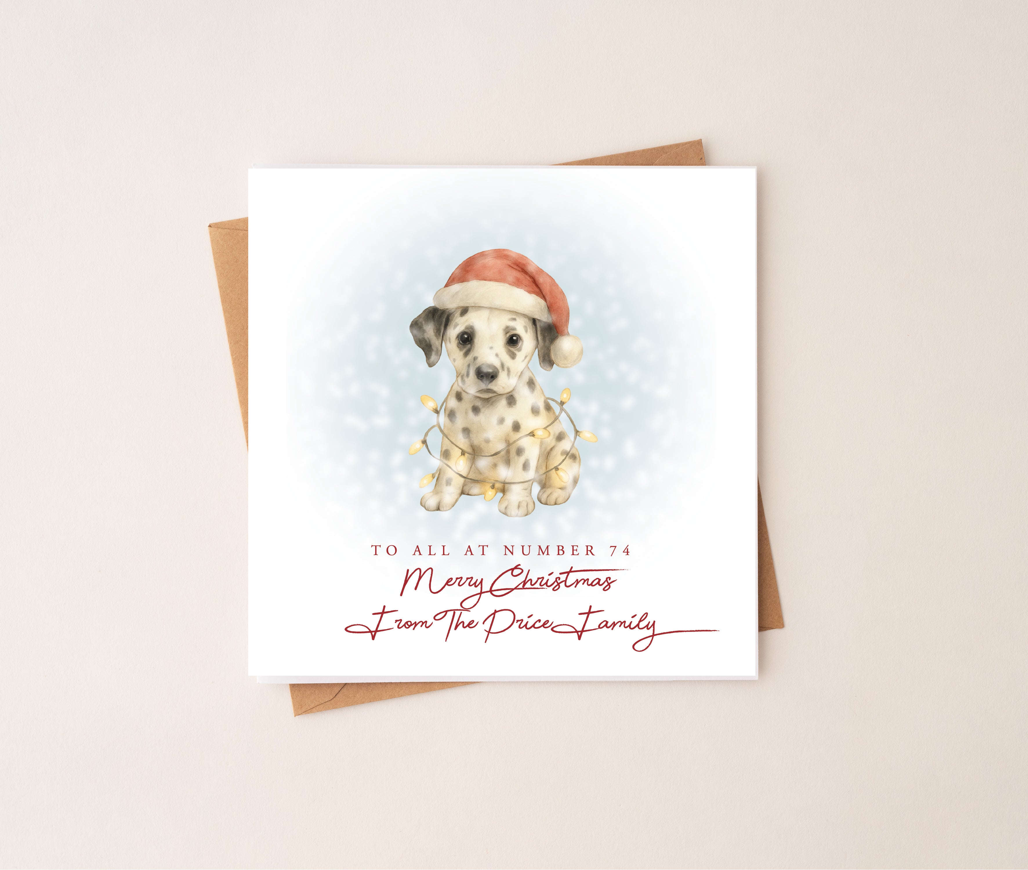 Personalised Dalmatian Puppy Dog Christmas Card