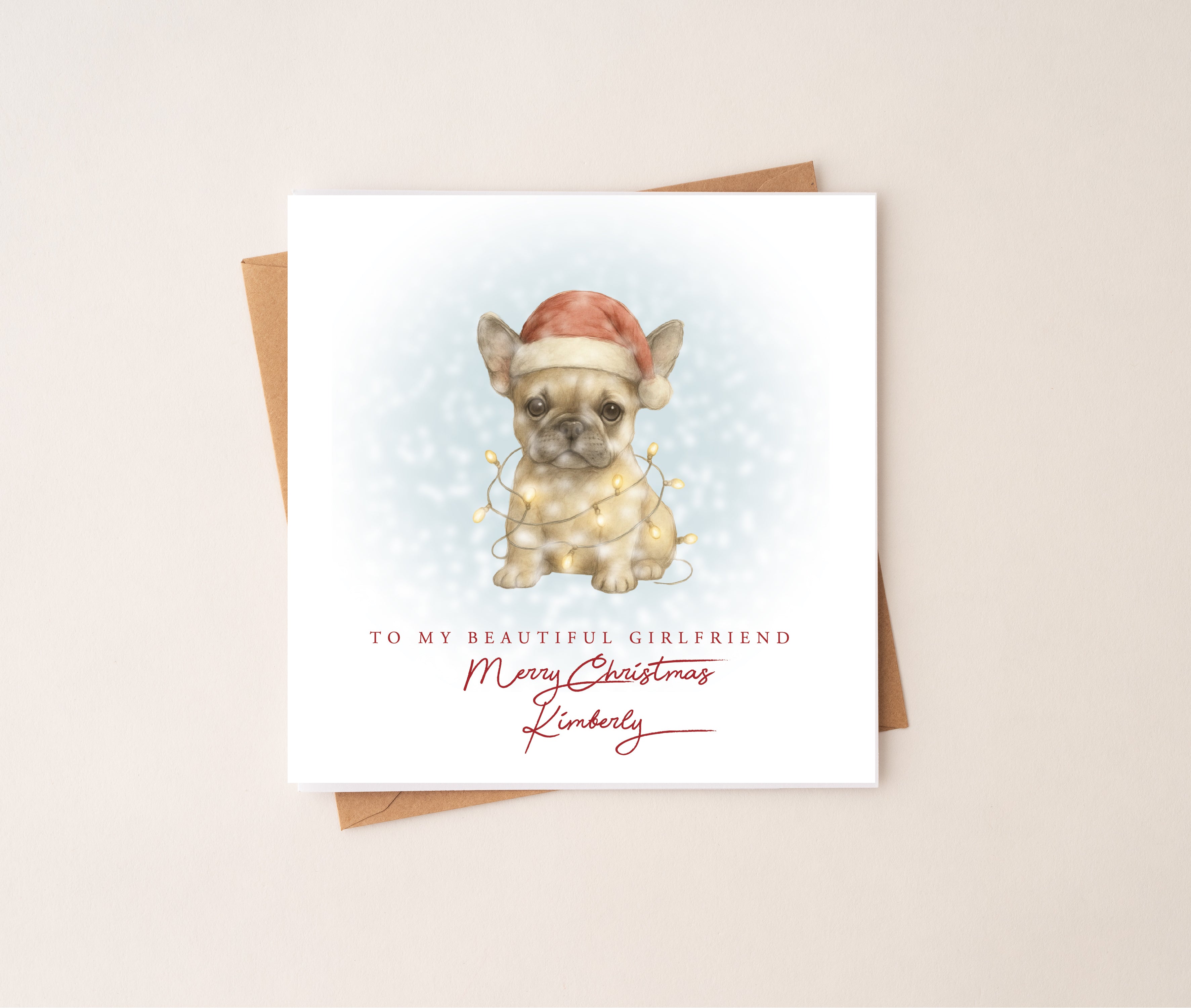 Personalised French Bulldog Puppy Dog Christmas Card