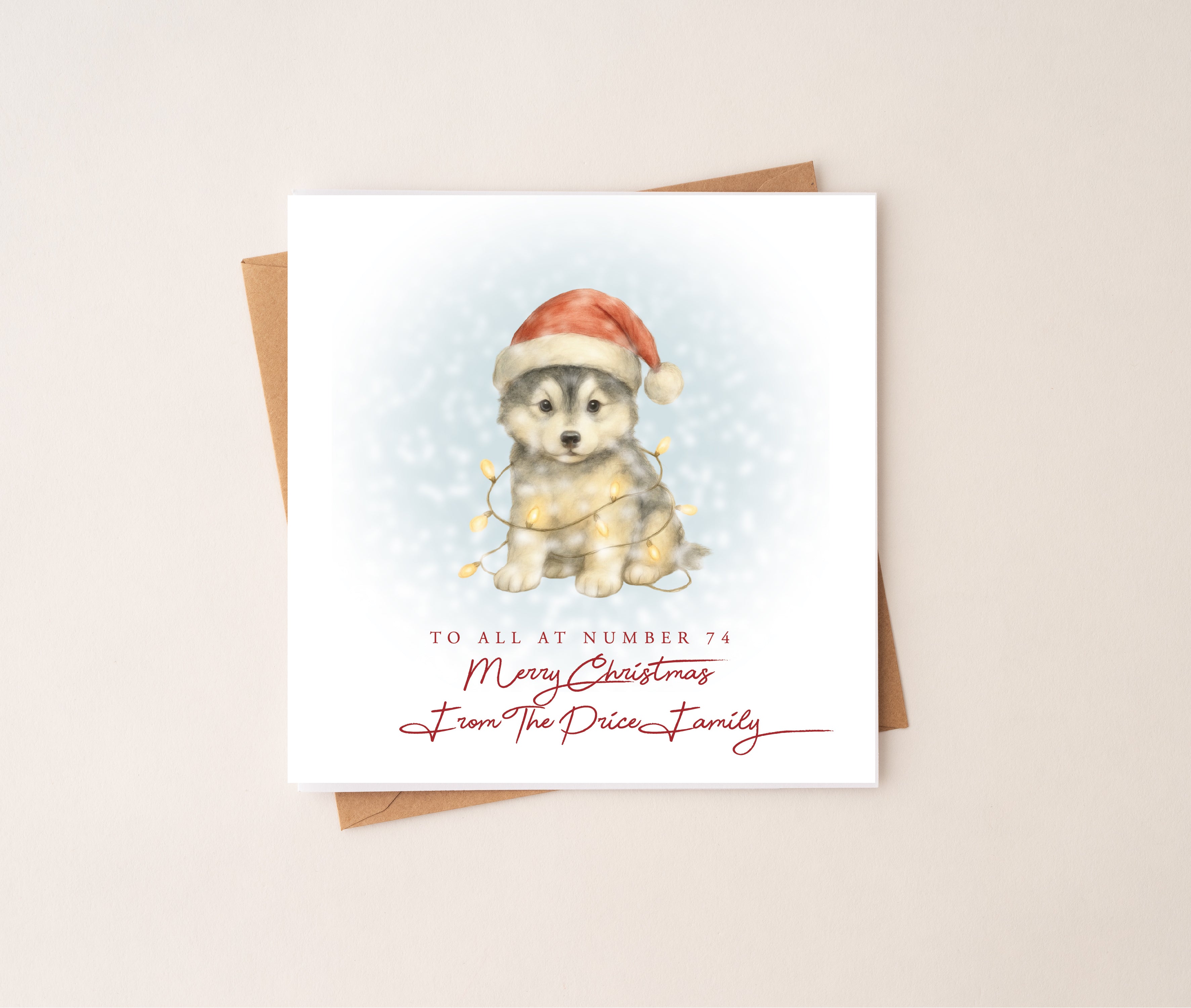 Personalised Husky Puppy Dog Christmas Card