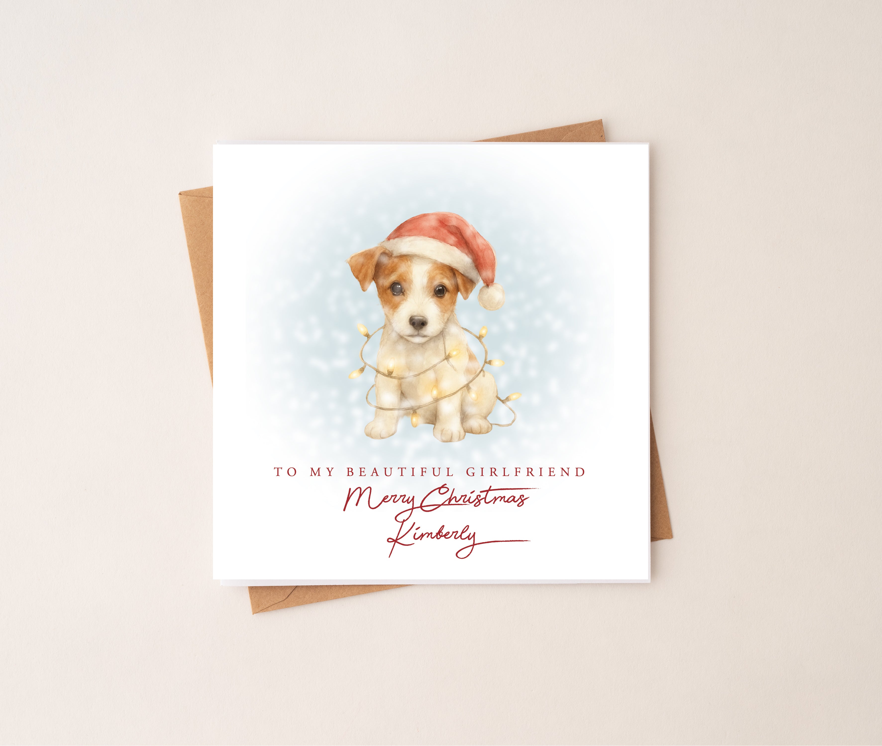 Personalised Jack Russell Puppy Dog Christmas Card
