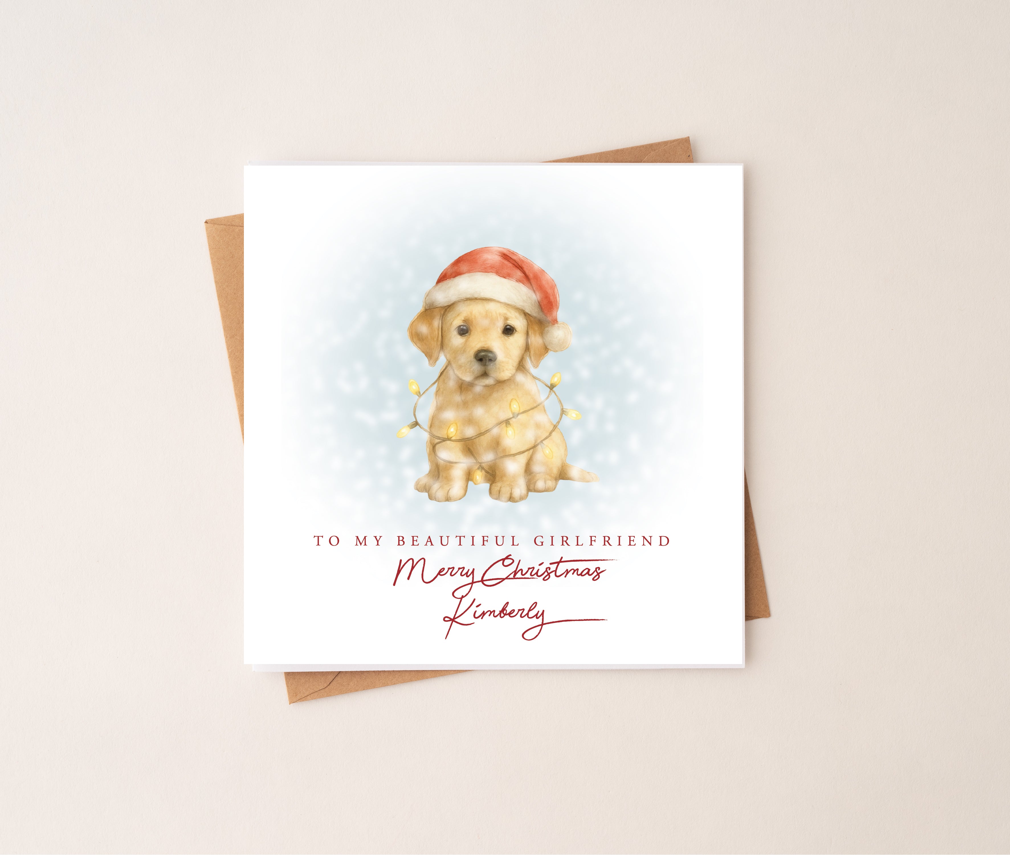 Personalised Labrador Puppy Dog Christmas Card