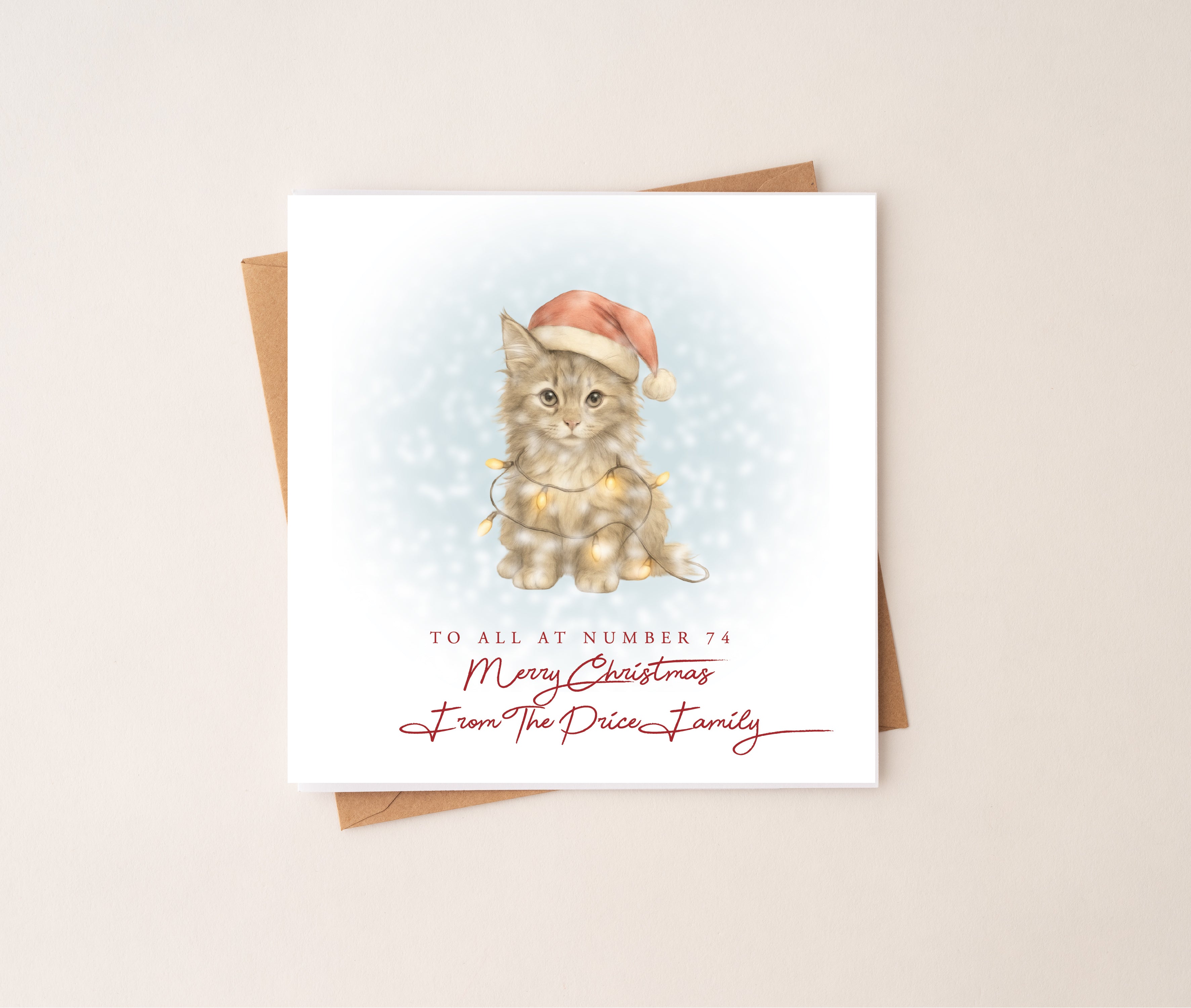 Personalised Maine Coon Cat Christmas Card