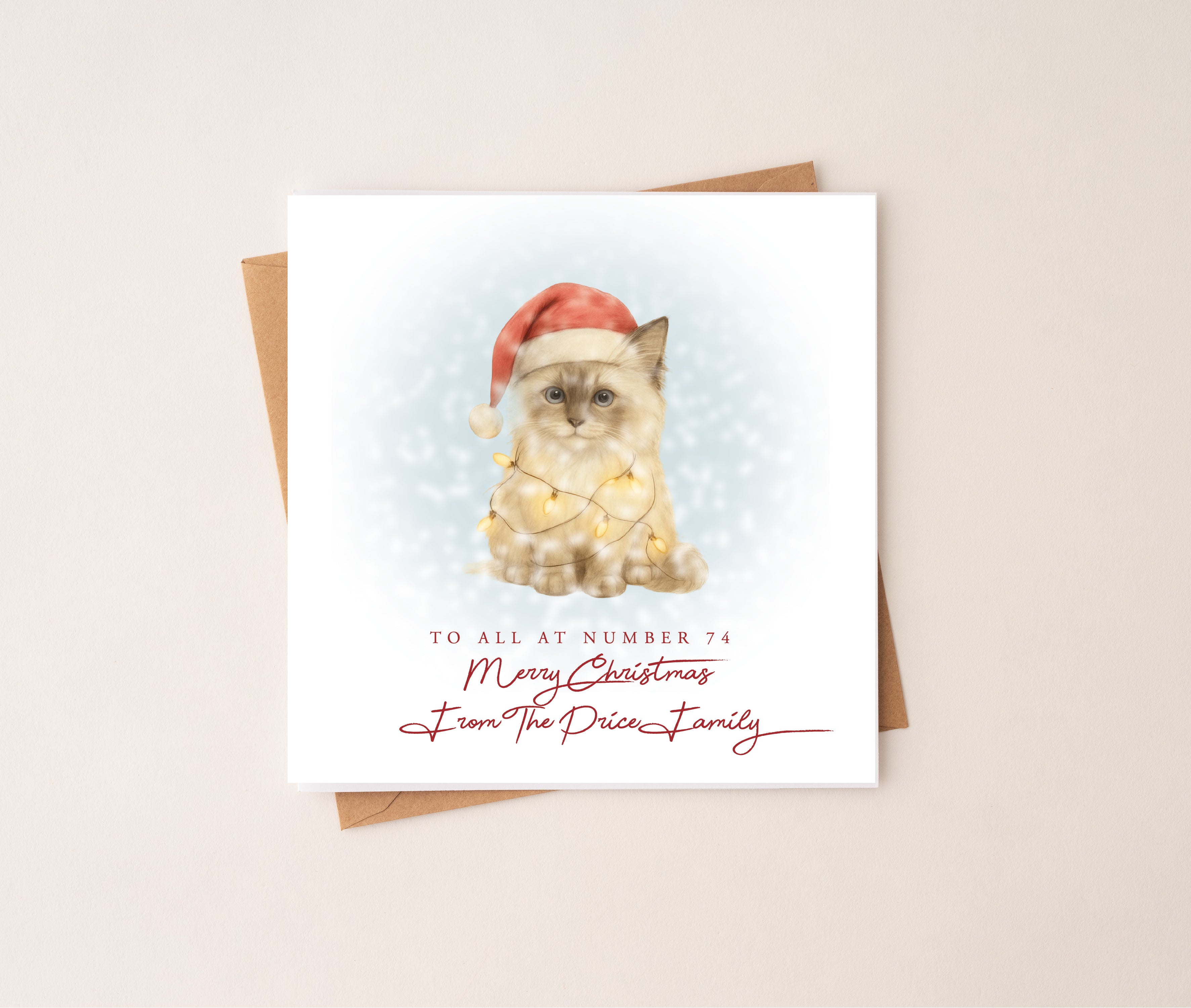 Personalised Ragdoll Cat Christmas Card