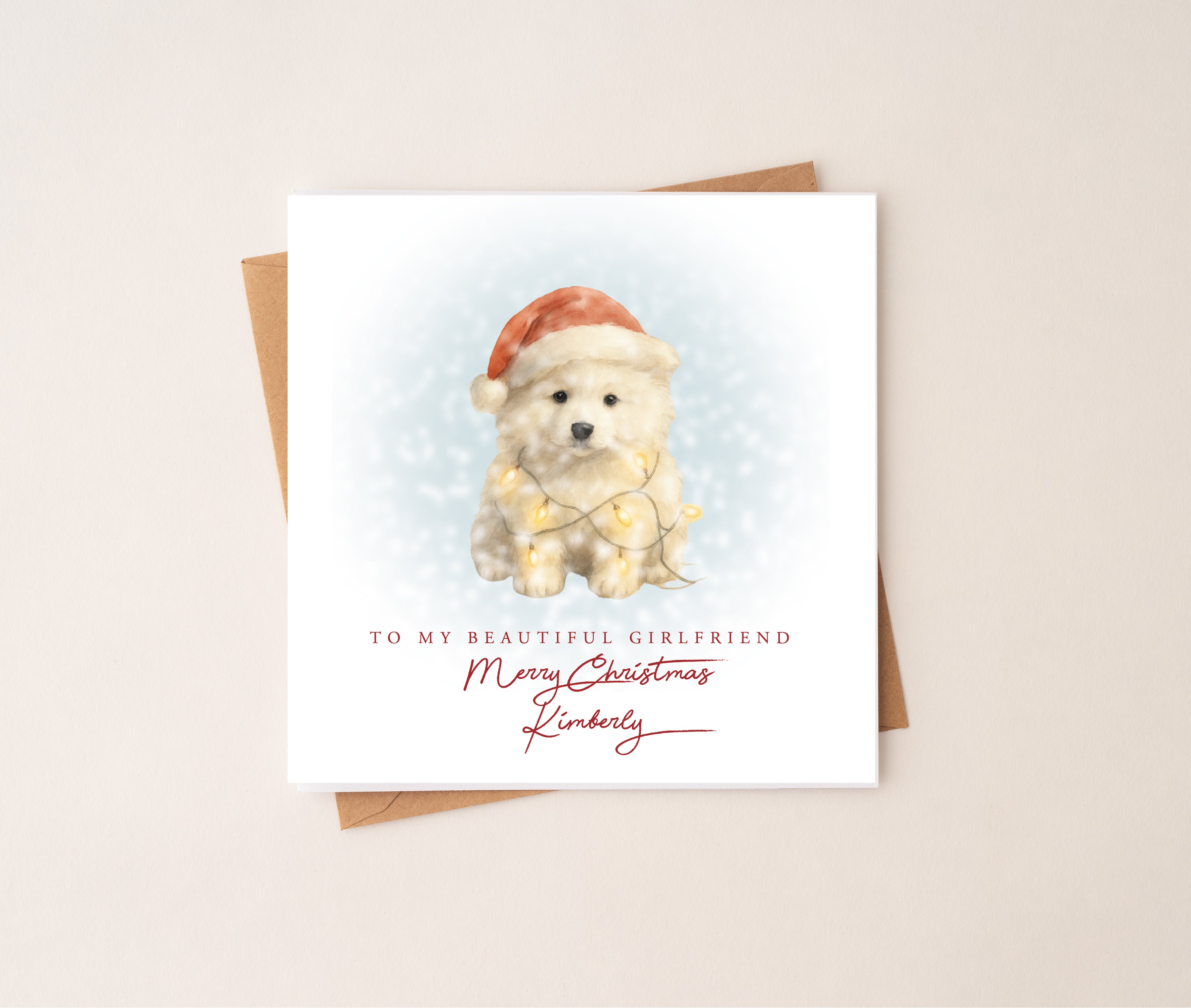 Personalised Samoyed Puppy Dog Christmas Card