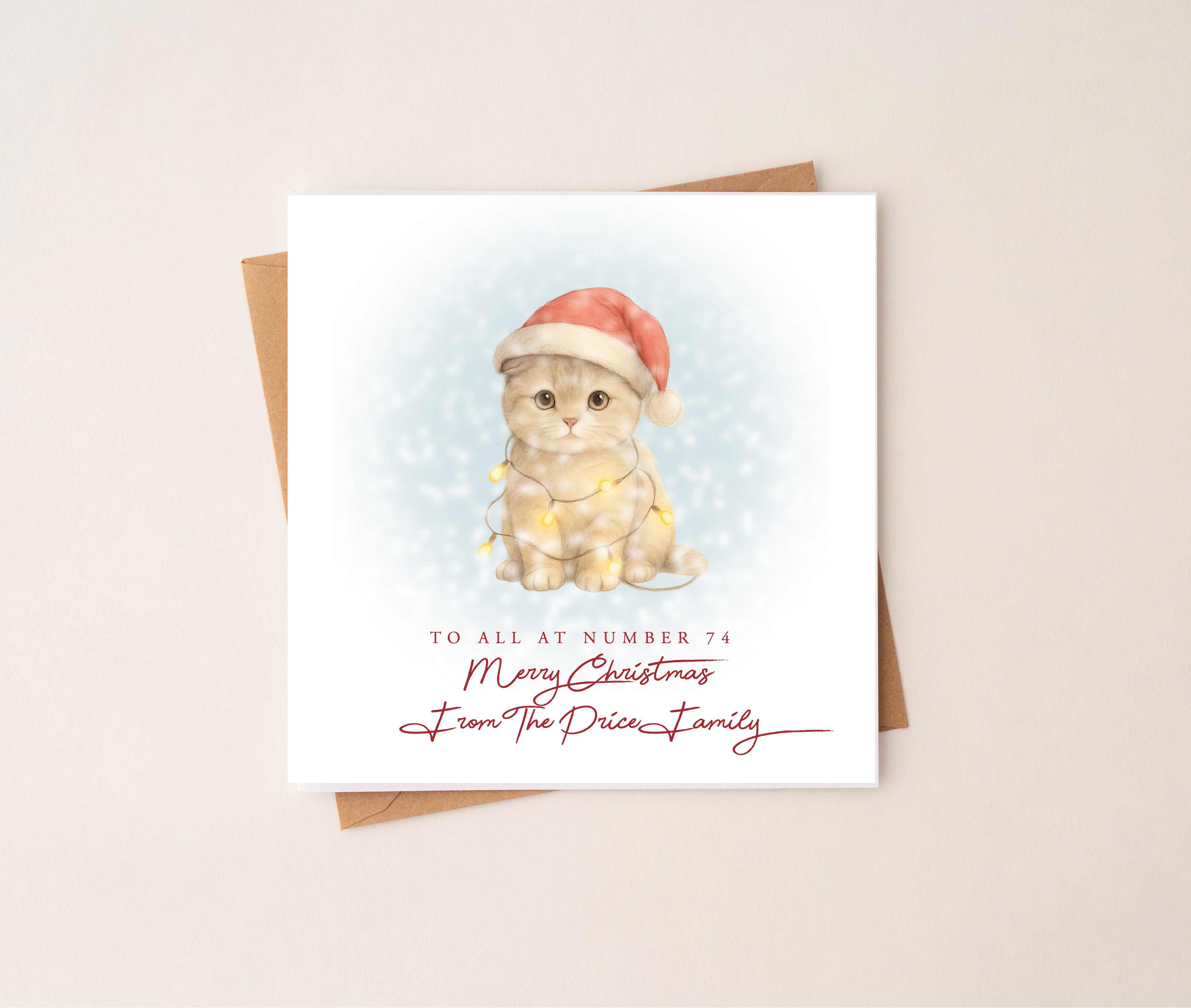 Personalised Scottish Fold Cat Christmas Card