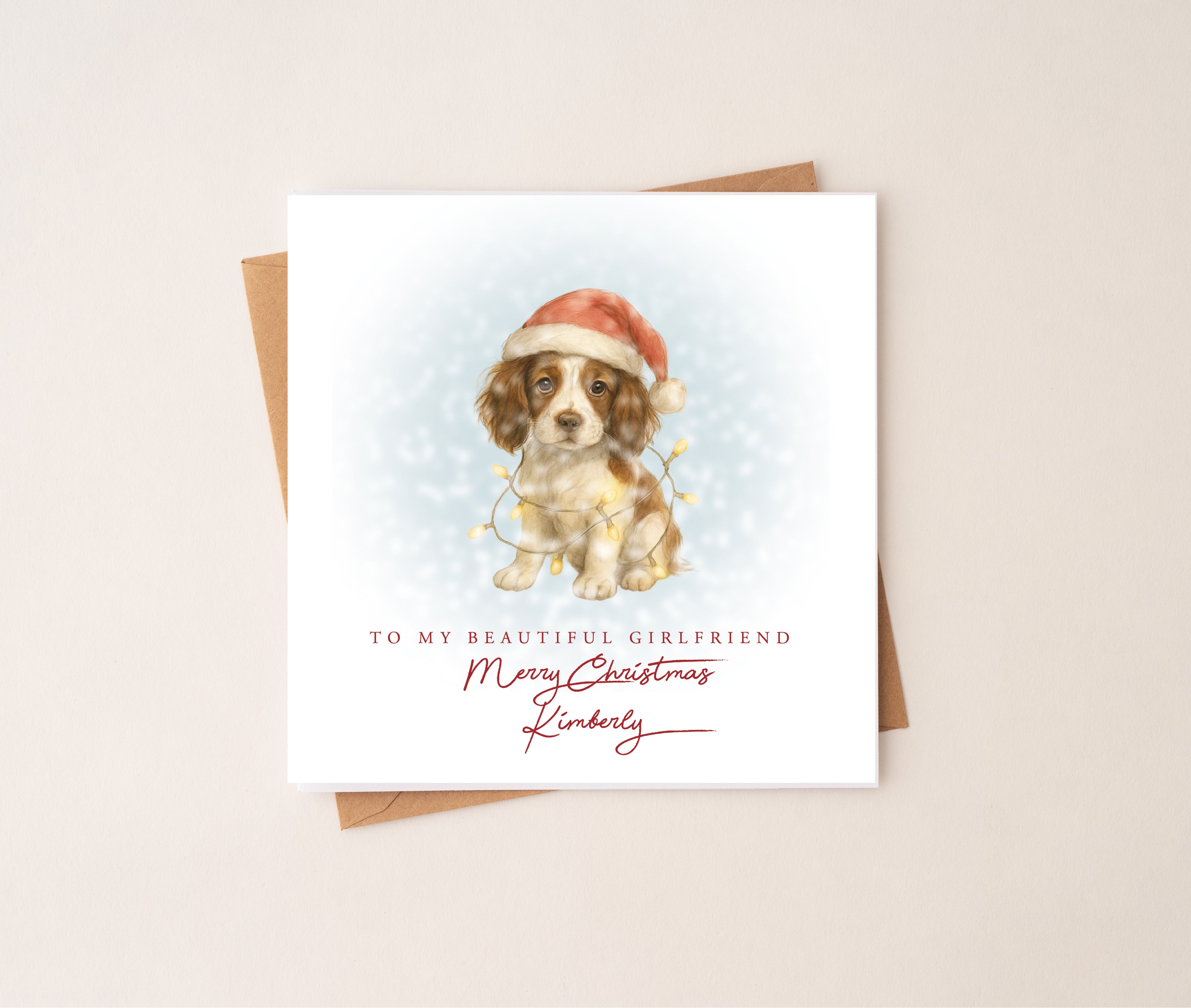 Personalised Springer Spaniel Puppy Dog Christmas Card