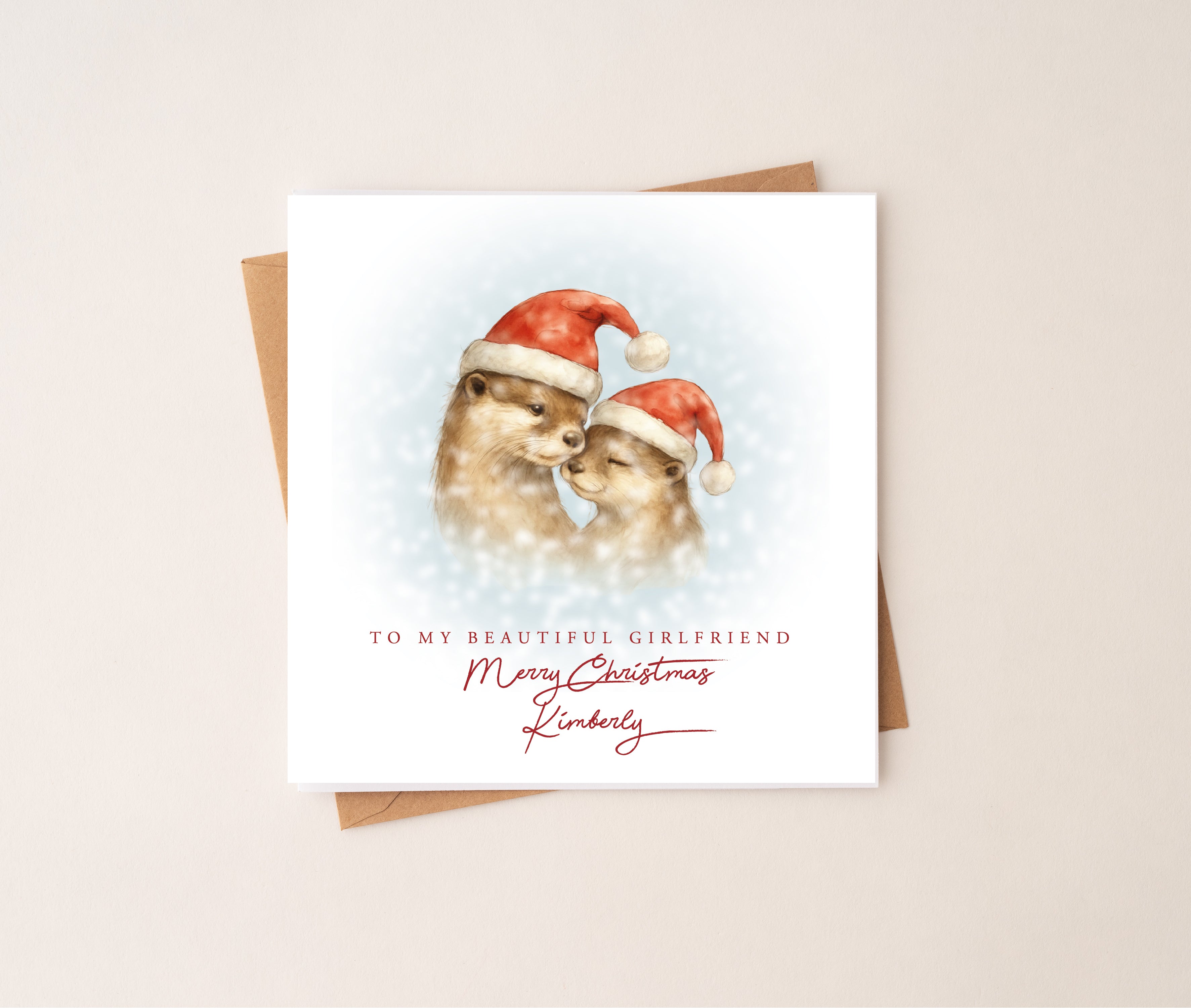 Otter Couple Christmas Card